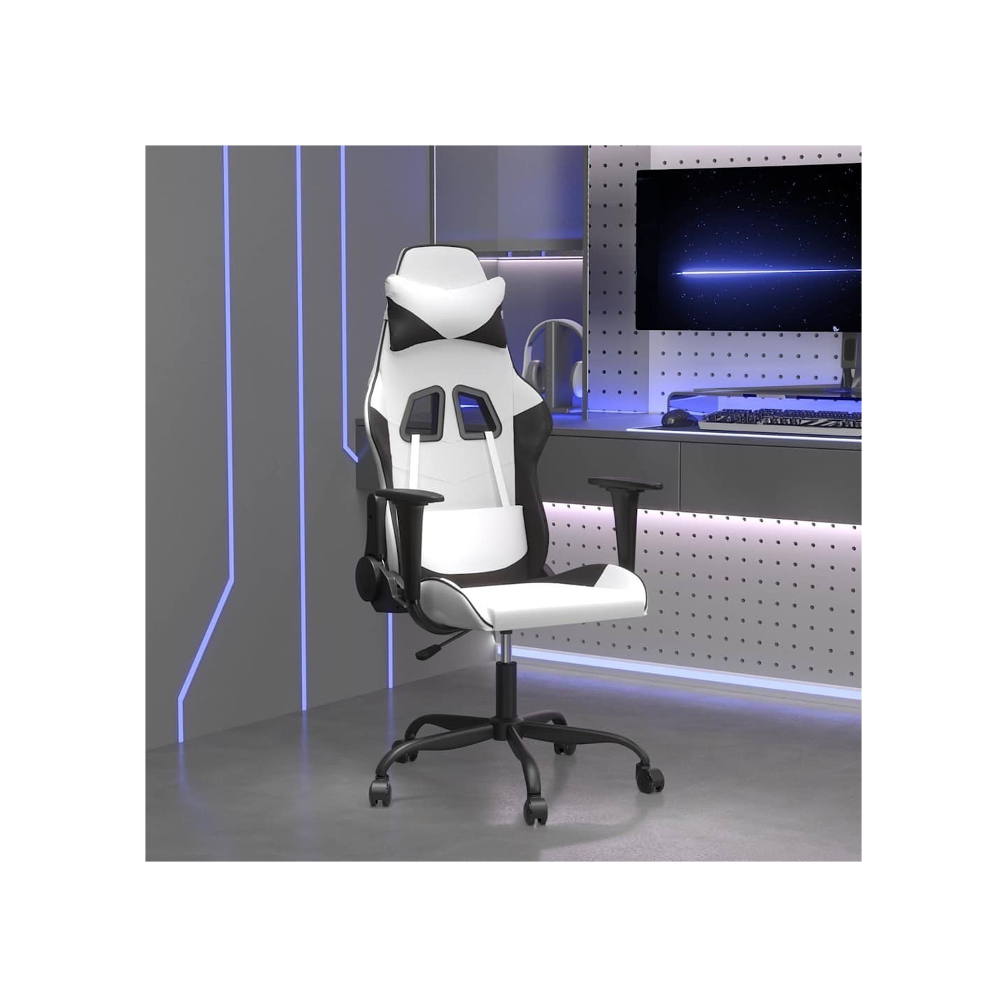 Chaise de jeu Blanc et noir Similicuir