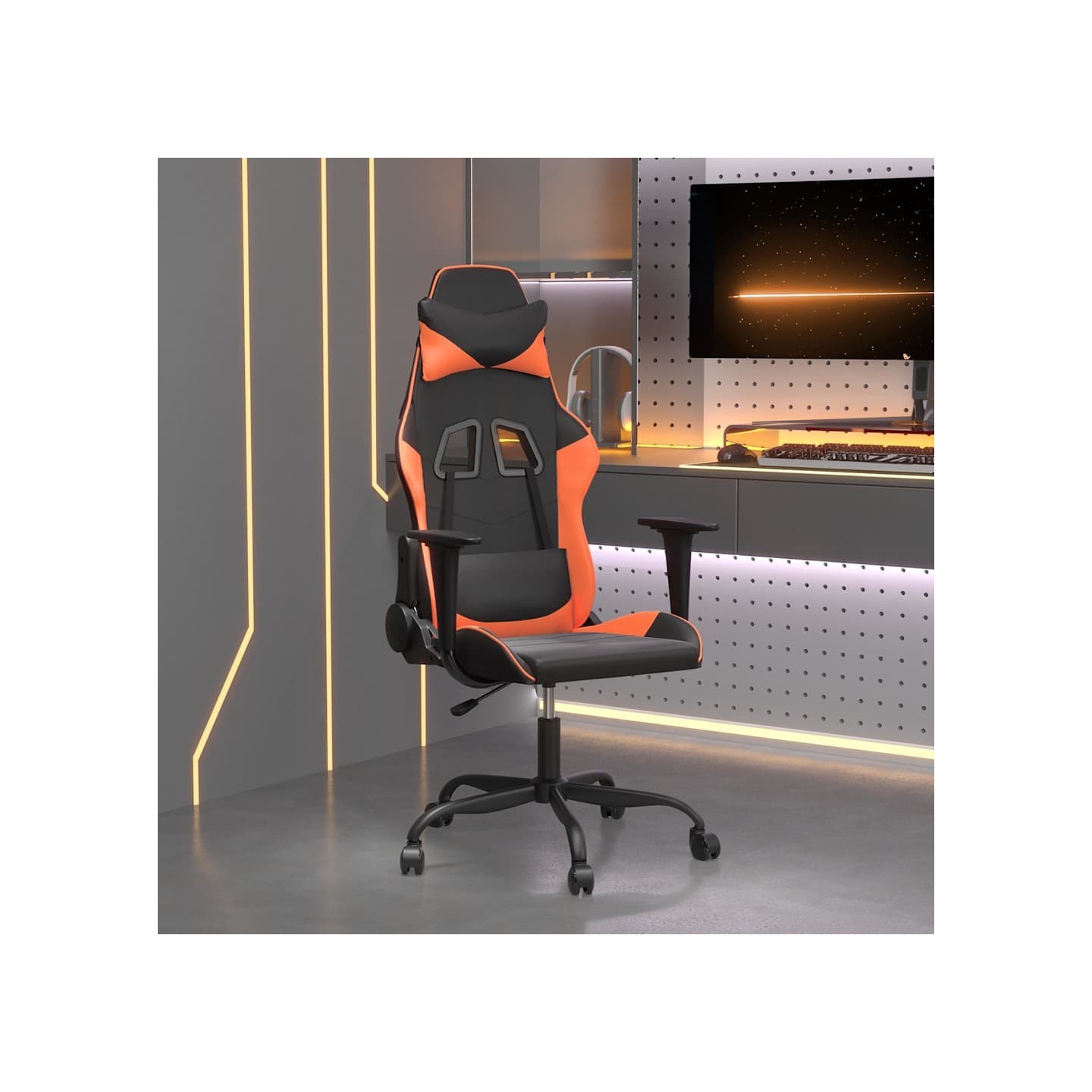 Chaise de jeu Noir et orange Similicuir