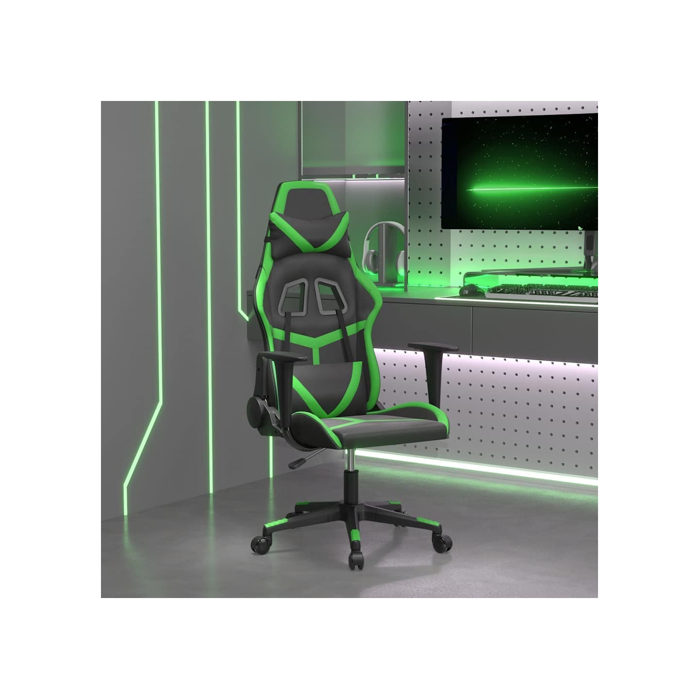 Chaise de jeu Noir et vert Similicuir