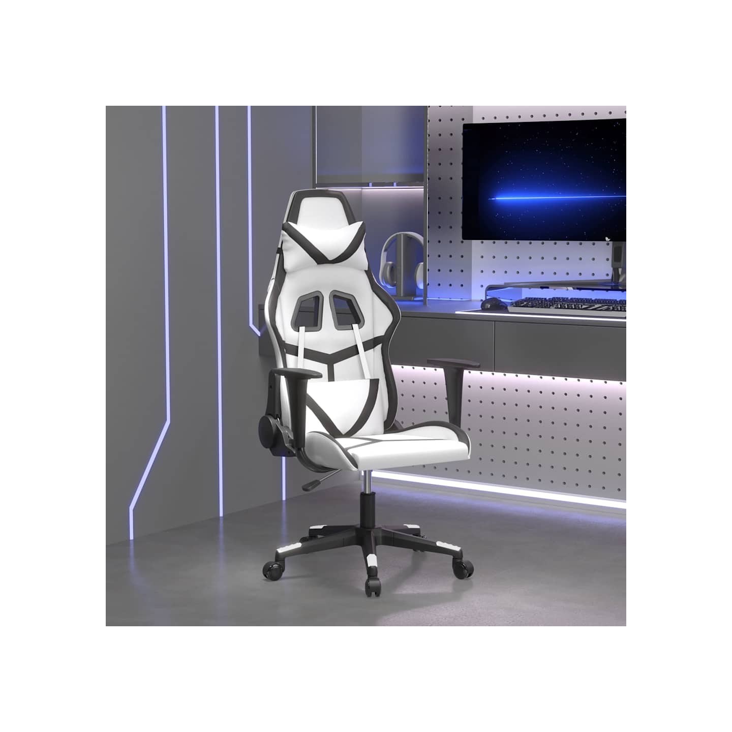 Chaise de jeu Blanc et noir Similicuir