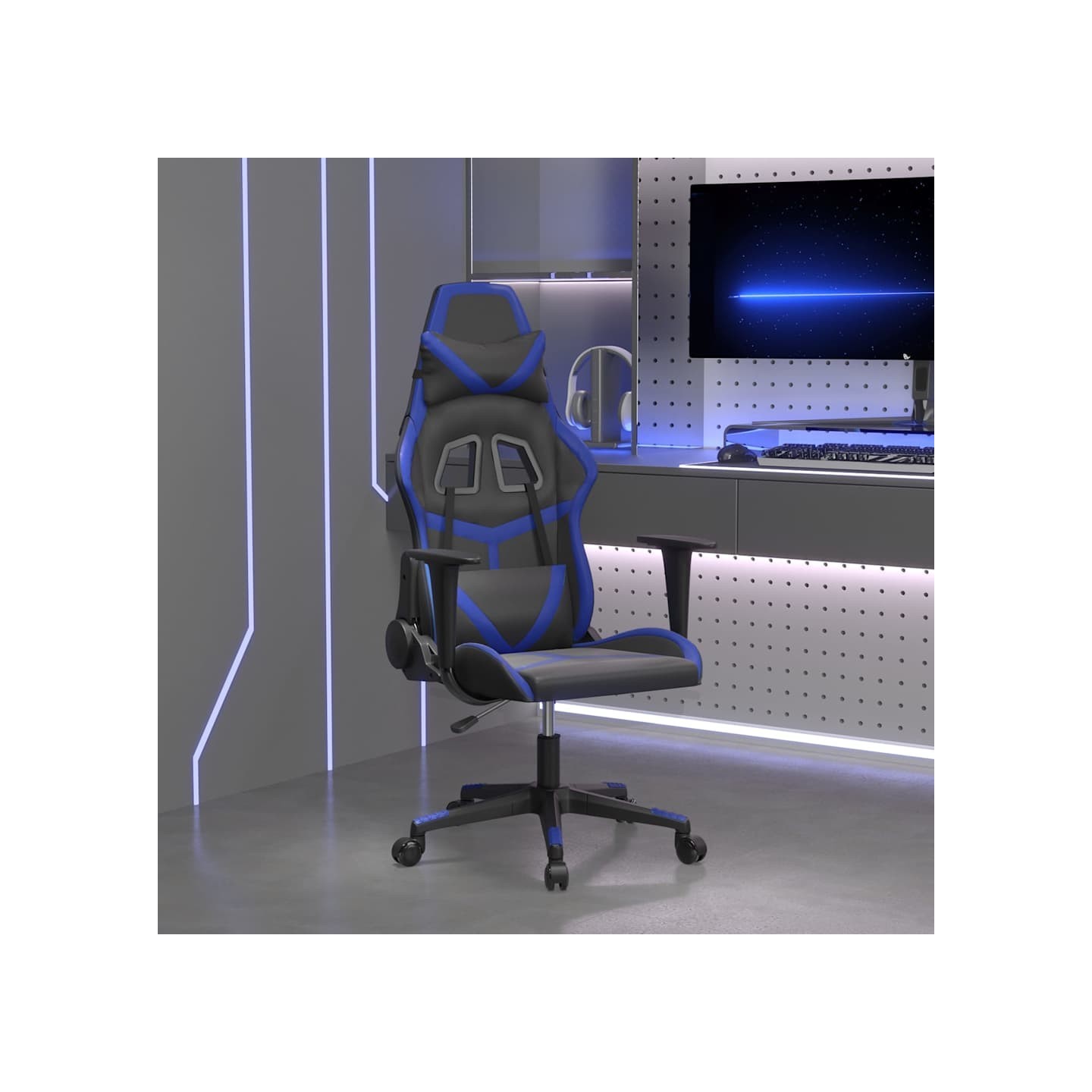 Chaise de jeu Noir et bleu Similicuir