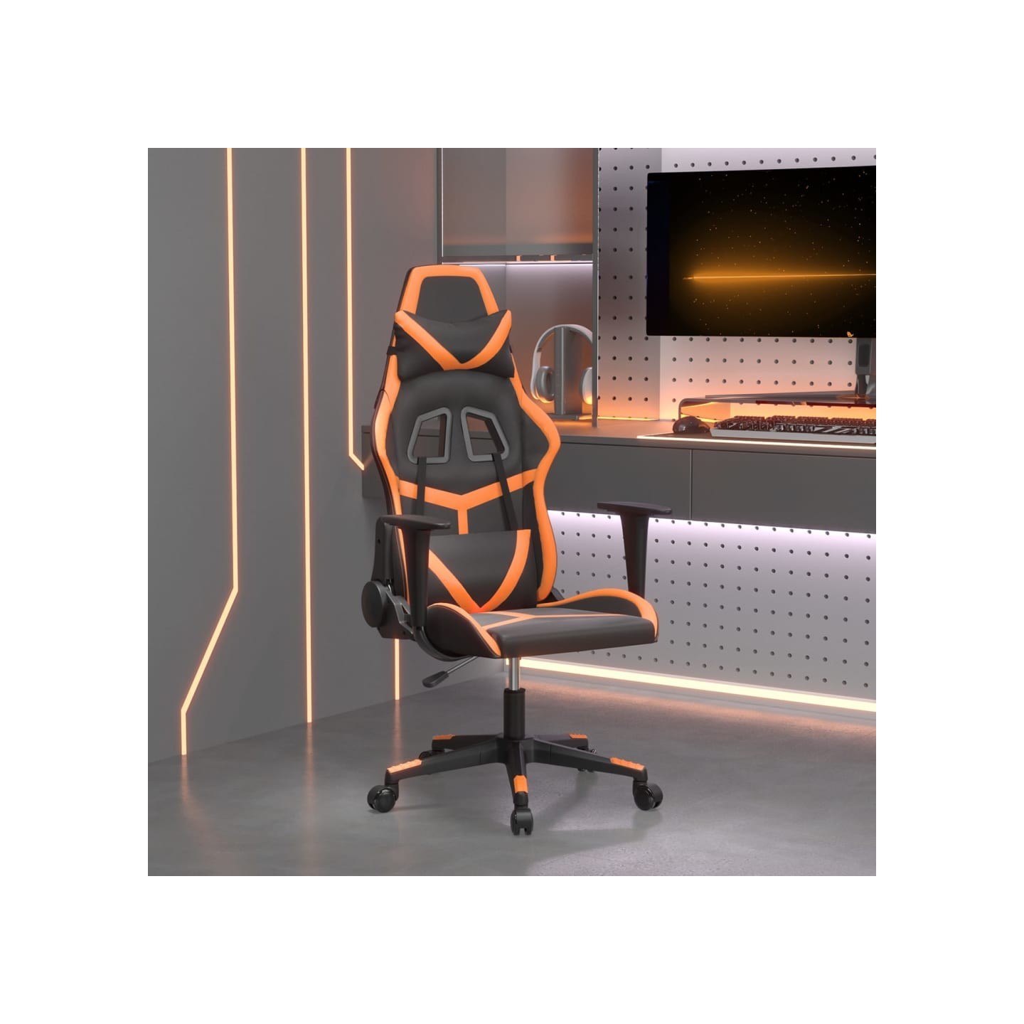 Chaise de jeu Noir et orange Similicuir