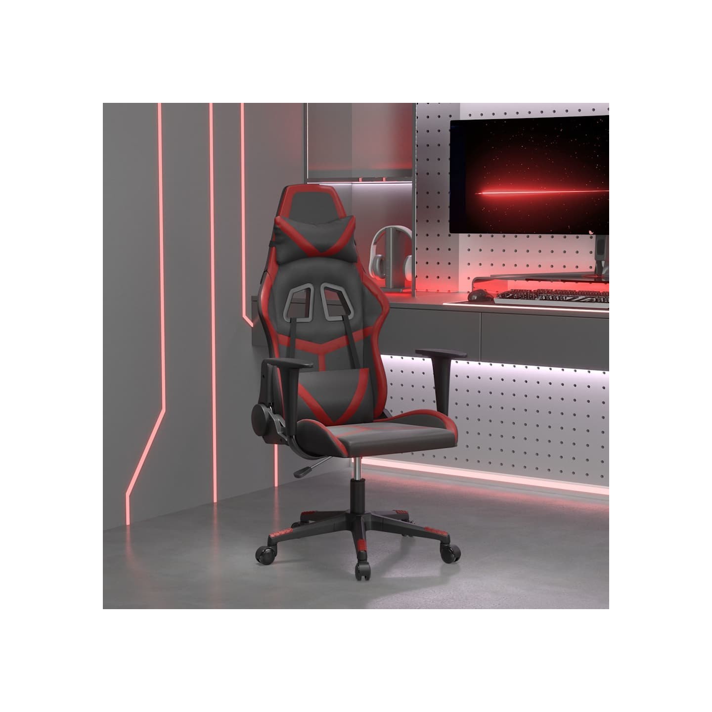 Chaise de jeu Noir et rouge bordeaux Similicuir