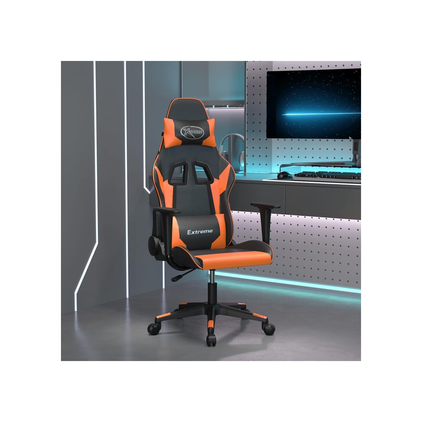 Chaise de jeu Noir et orange Similicuir