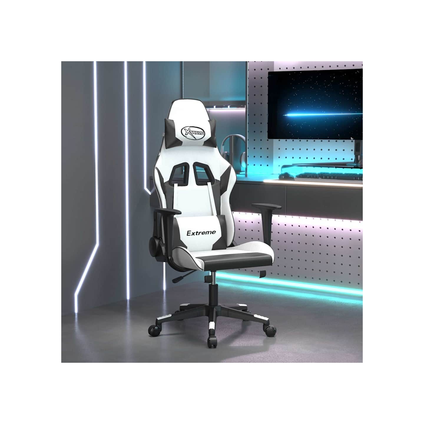 Chaise de jeu Blanc et noir Similicuir