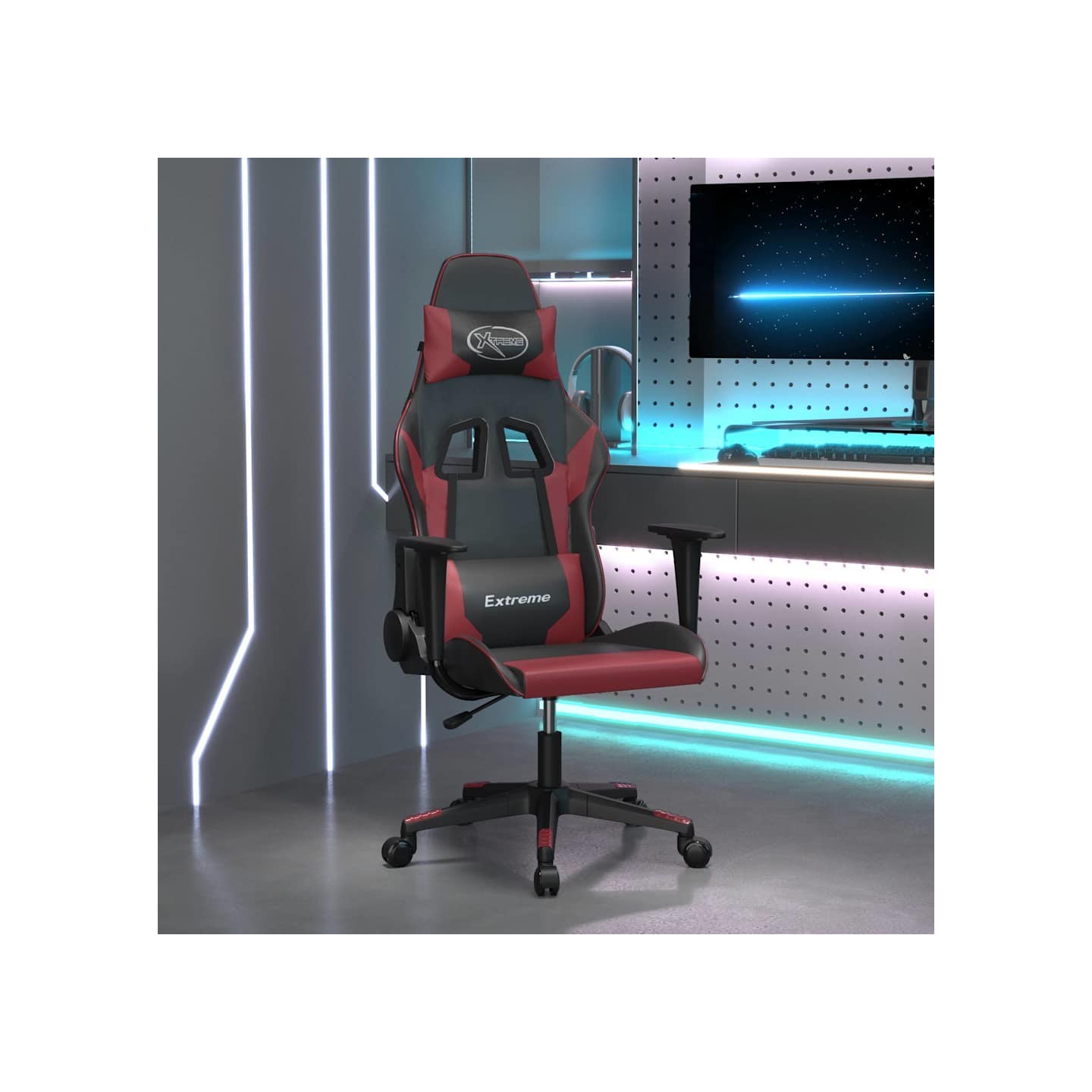 Chaise de jeu Noir et rouge bordeaux Similicuir