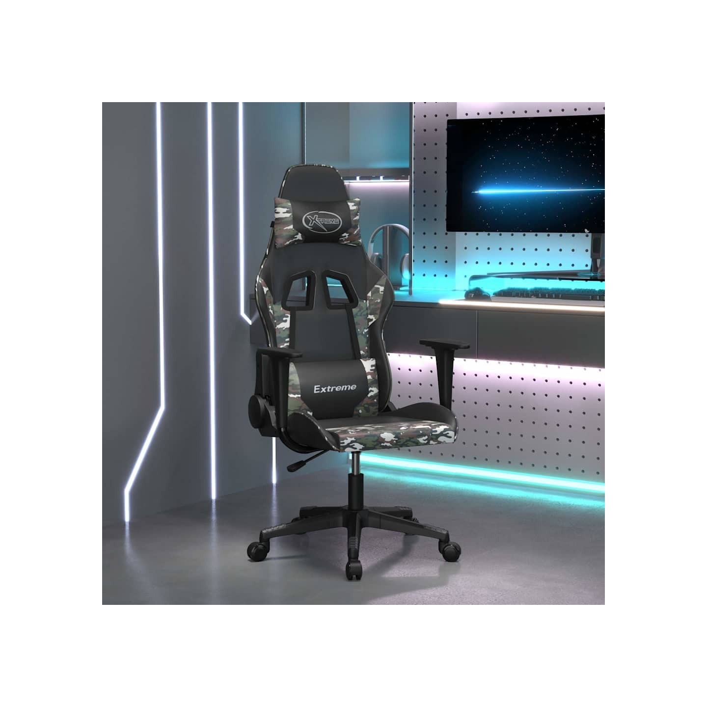 Chaise de jeu Noir et camouflage Similicuir