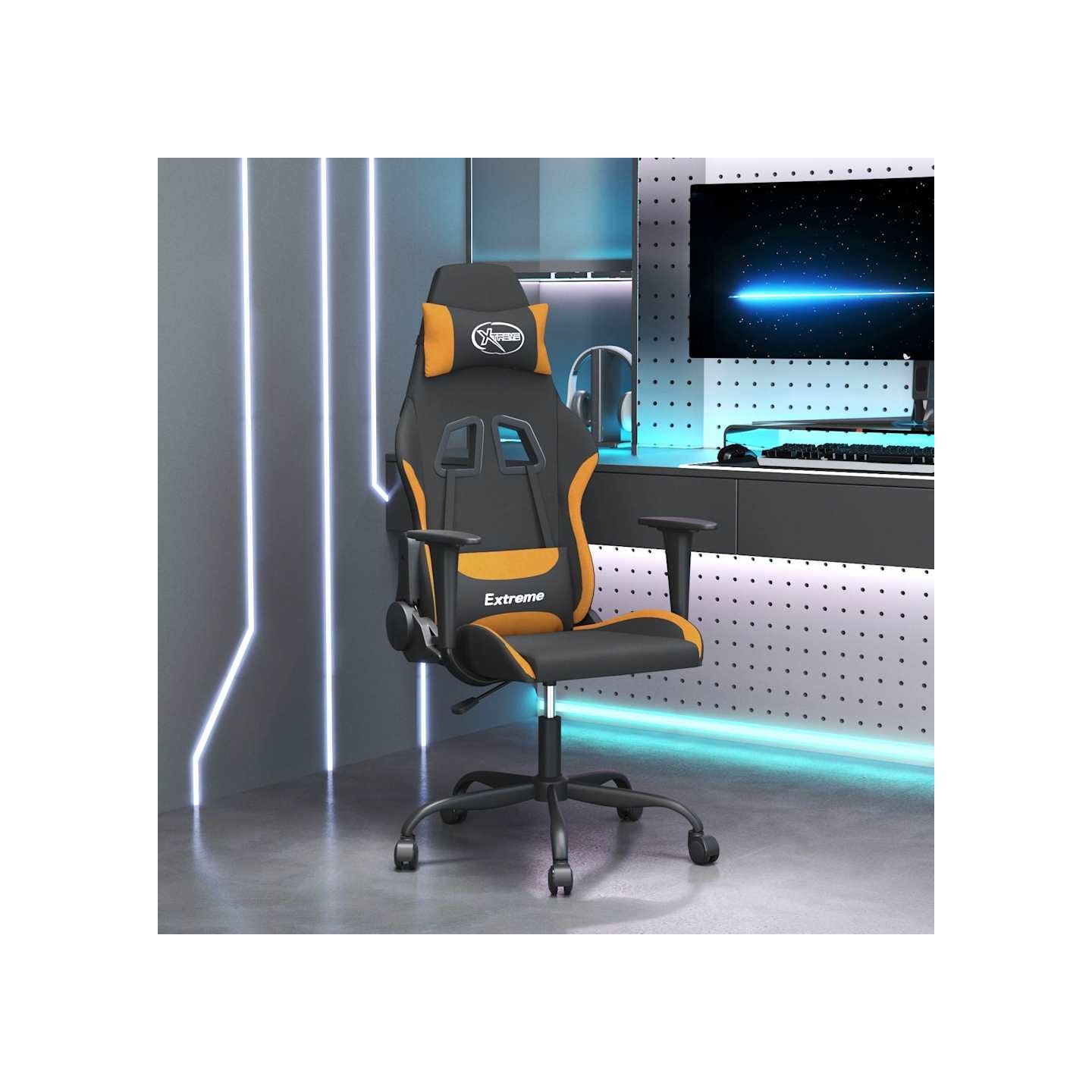 Chaise de jeu Noir et orange Tissu