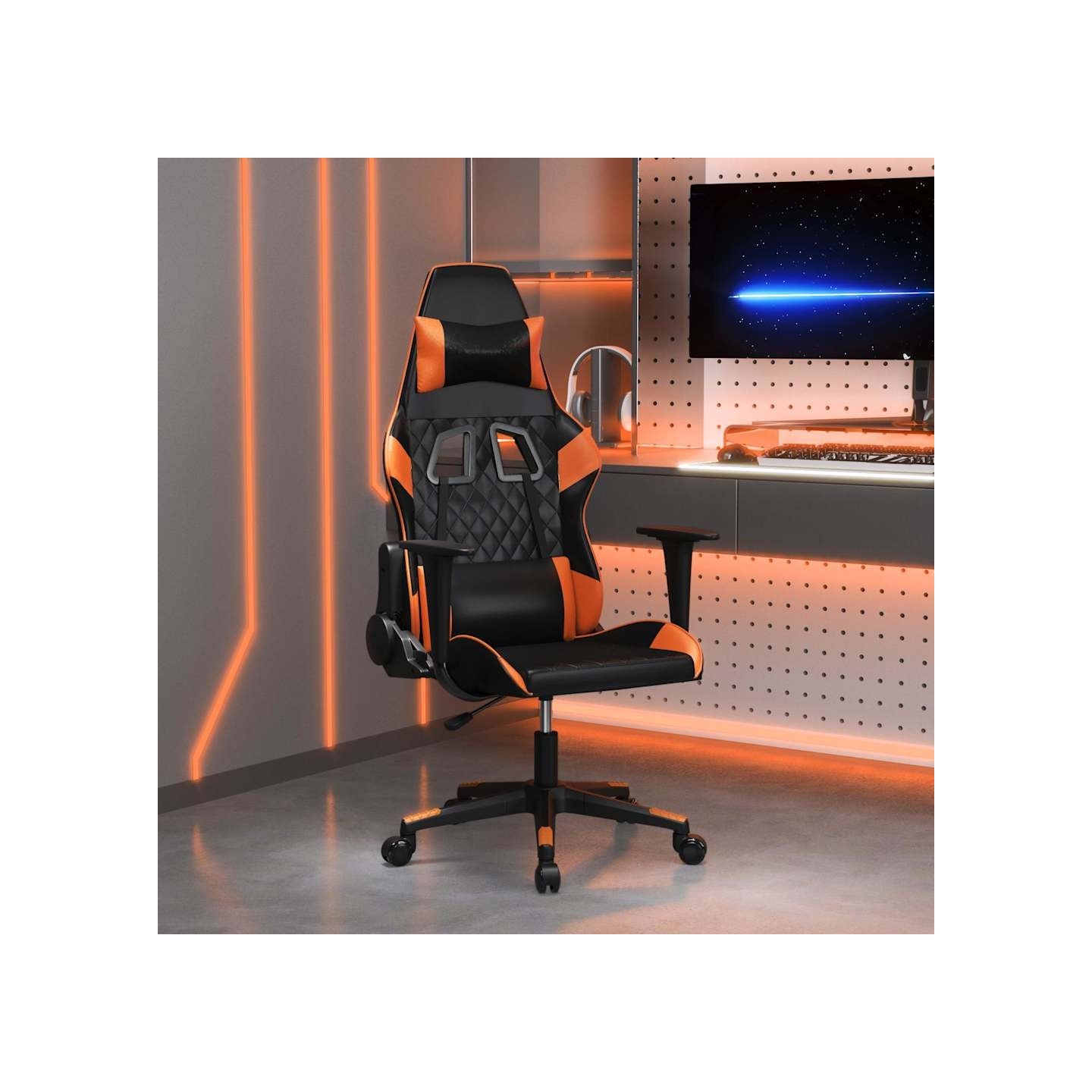Chaise de jeu Noir et orange Similicuir