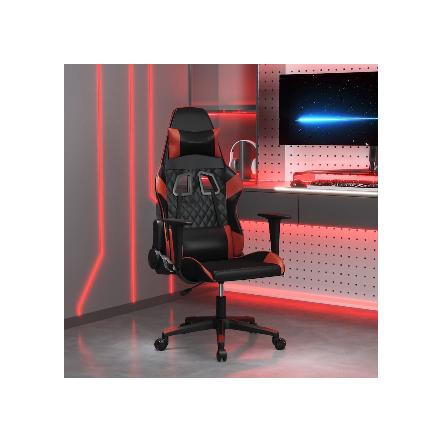 Chaise de jeu Noir et rouge bordeaux Similicuir