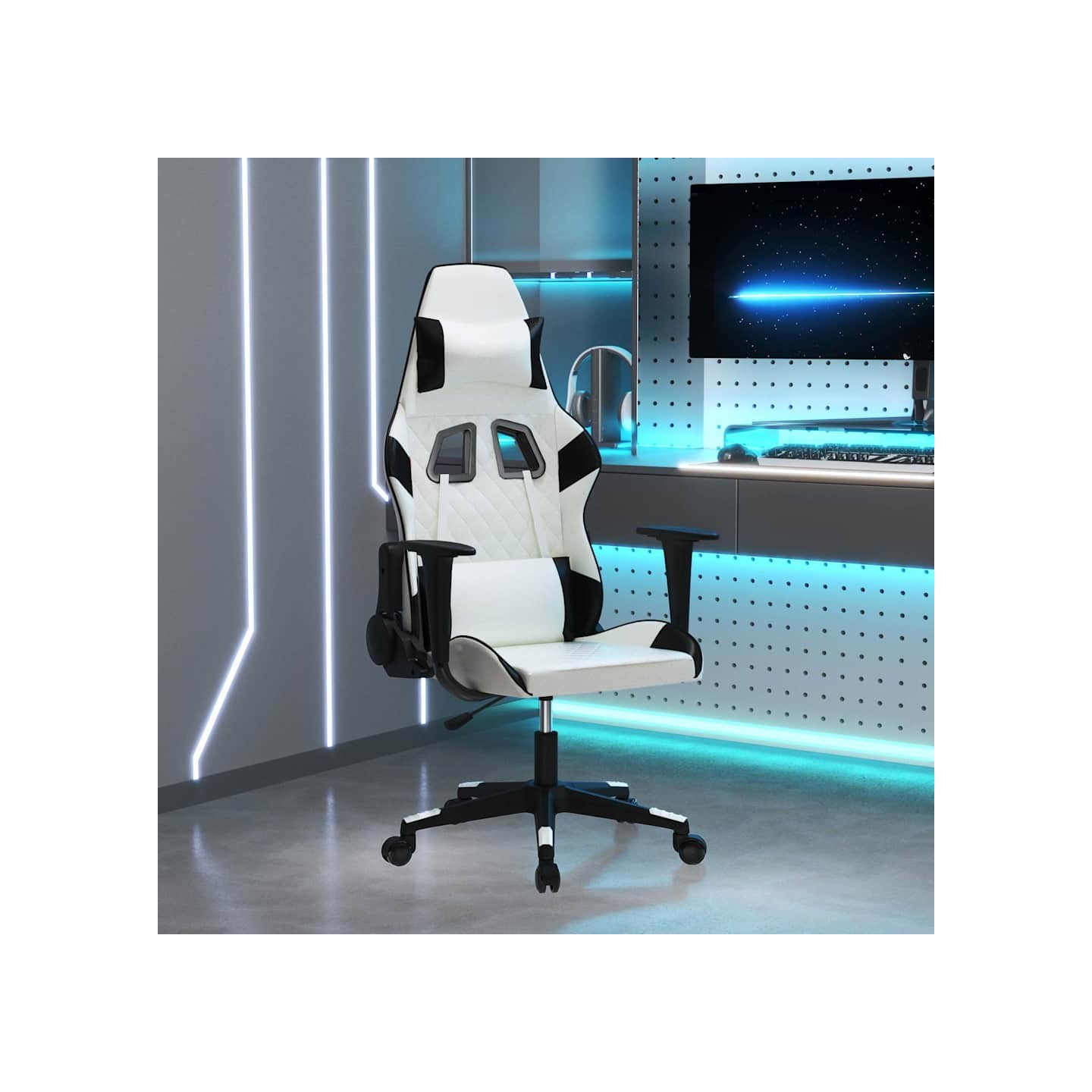 Chaise de jeu Blanc et noir Similicuir