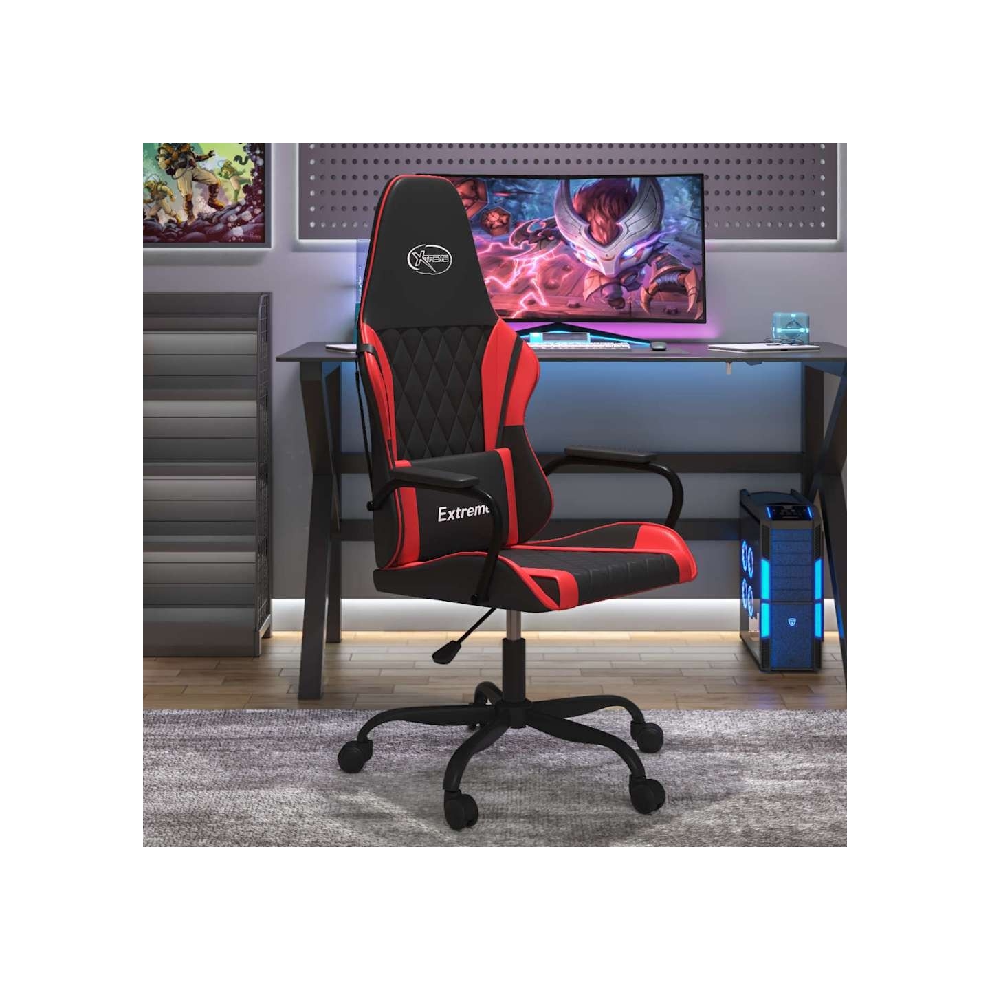 Chaise de jeu Noir et rouge Similicuir
