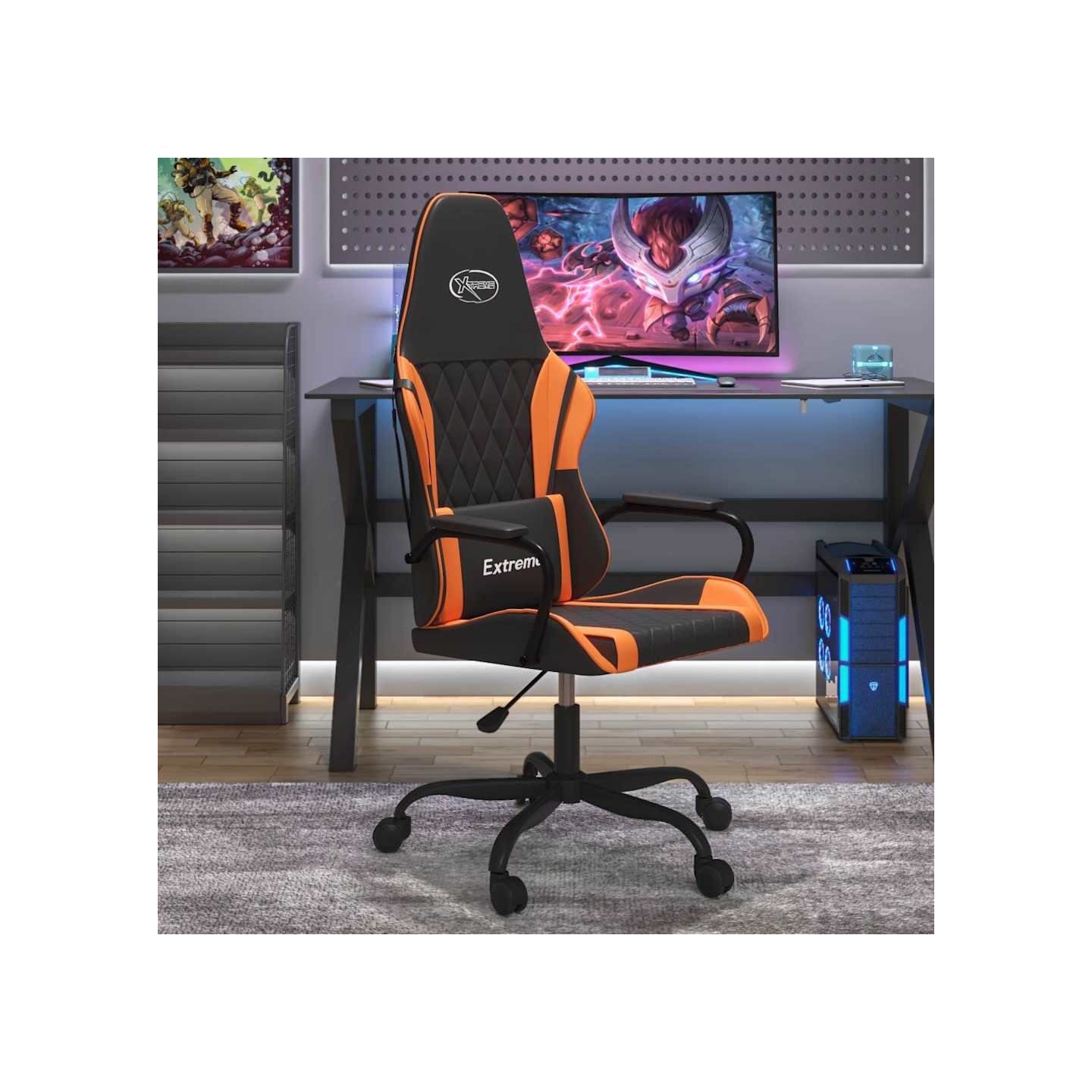 Chaise de jeu Noir et orange Similicuir