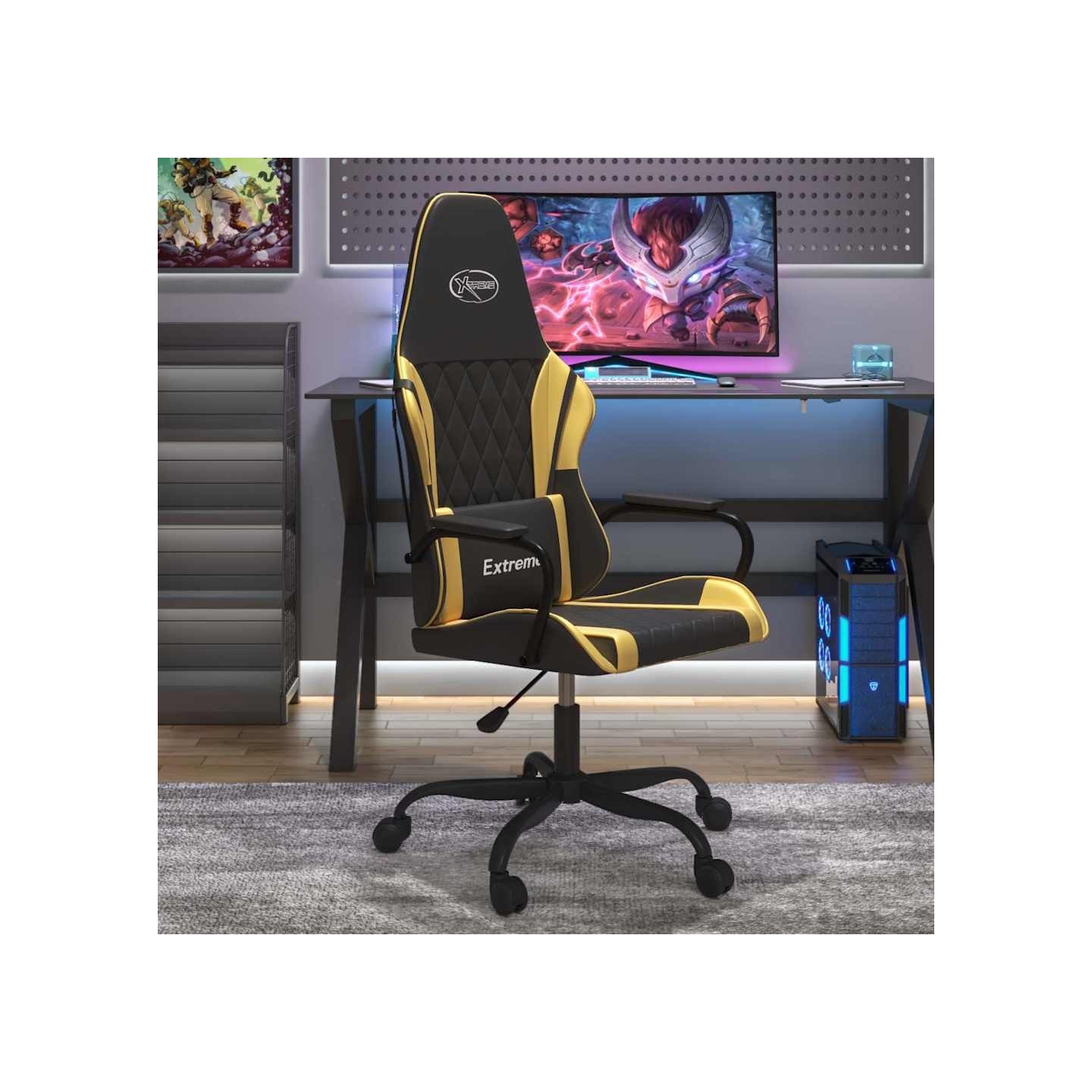 Chaise de jeu Noir et doré Similicuir