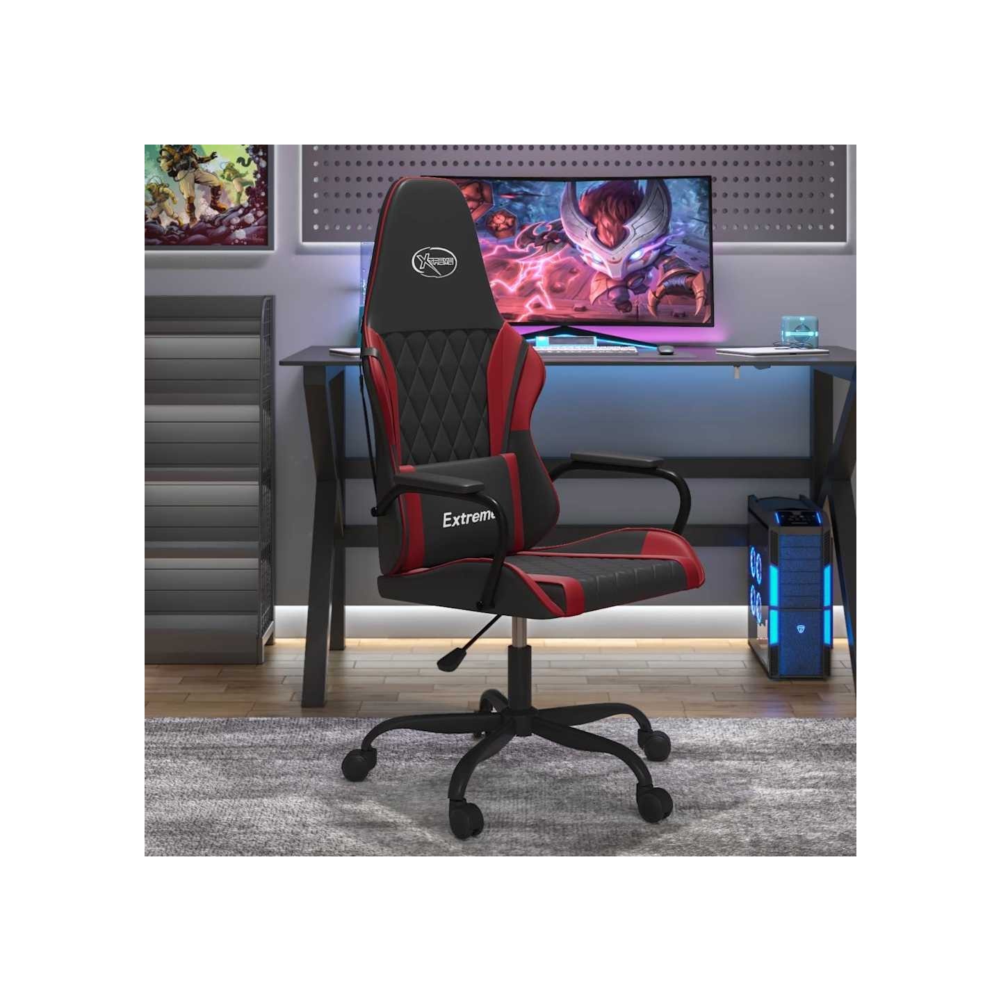 Chaise de jeu Noir et rouge bordeaux Similicuir