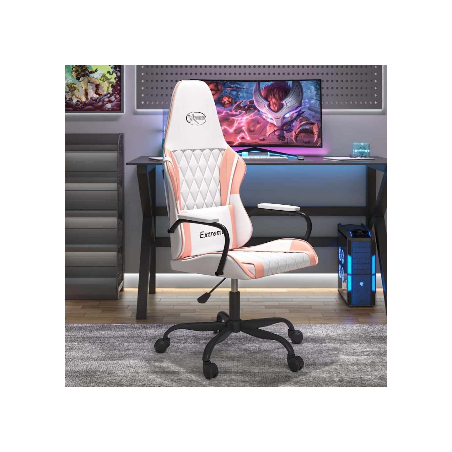 Chaise de jeu Blanc et rose Similicuir