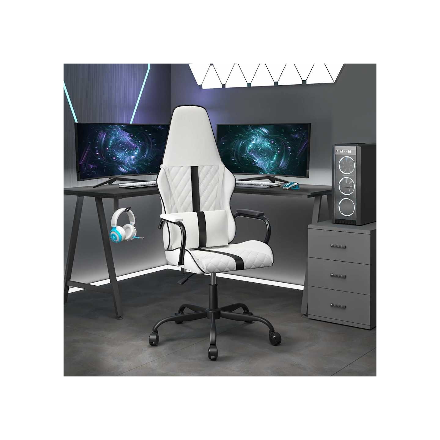 Chaise de jeu Blanc et noir Similicuir