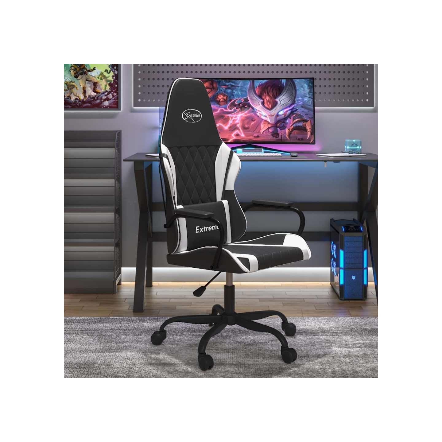 Chaise de jeu Noir et blanc Similicuir