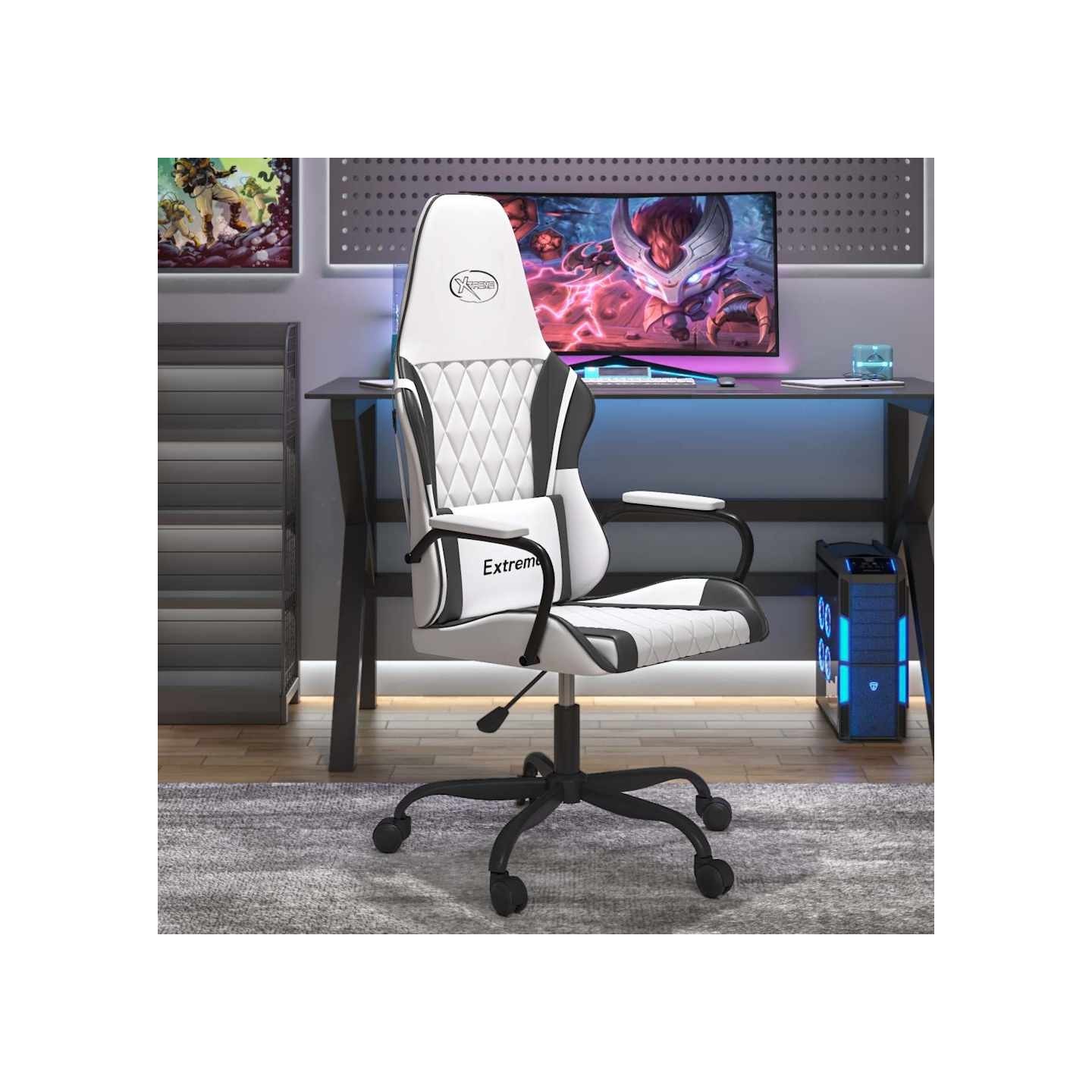 Chaise de jeu Blanc et noir Similicuir
