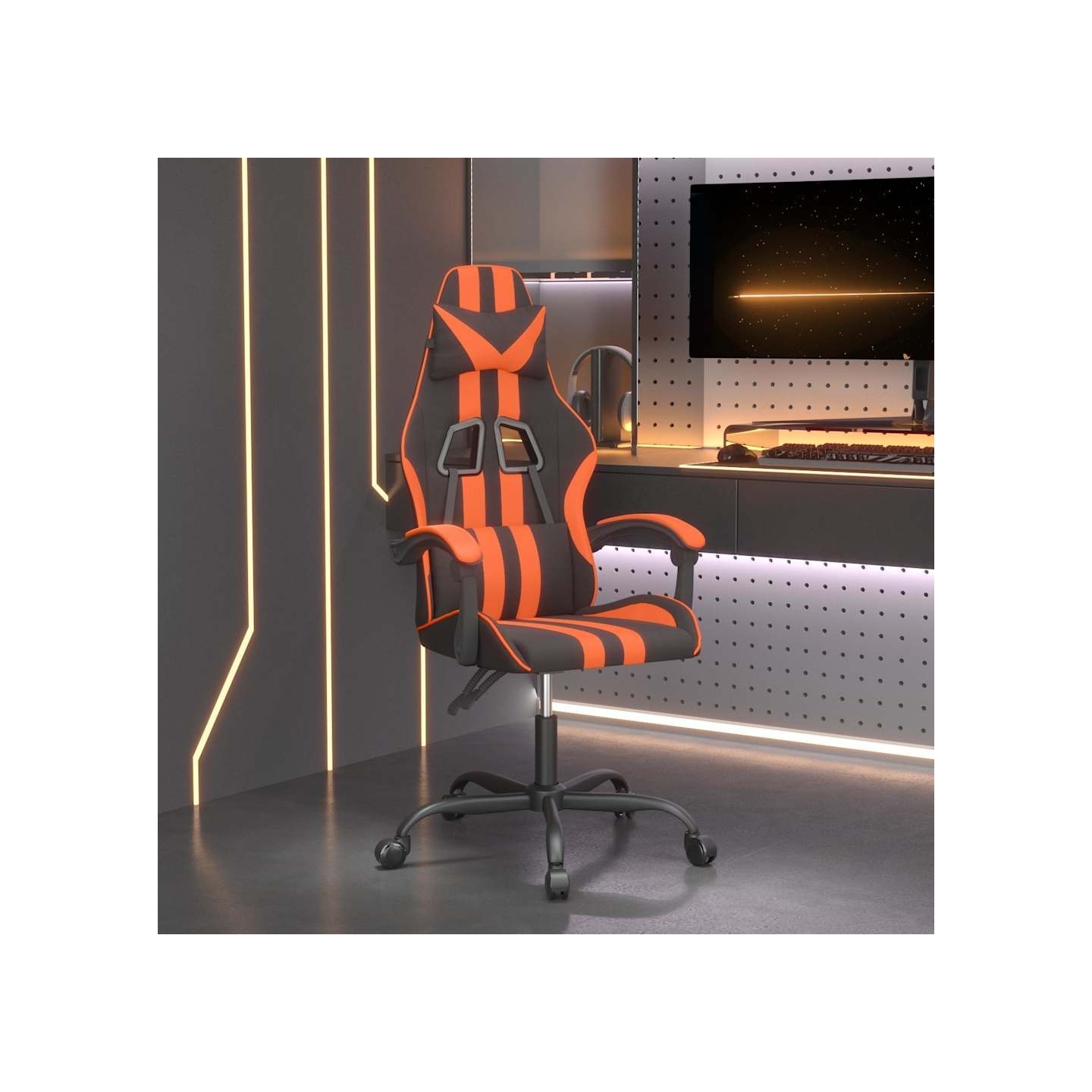 Chaise de jeu Noir et orange Similicuir