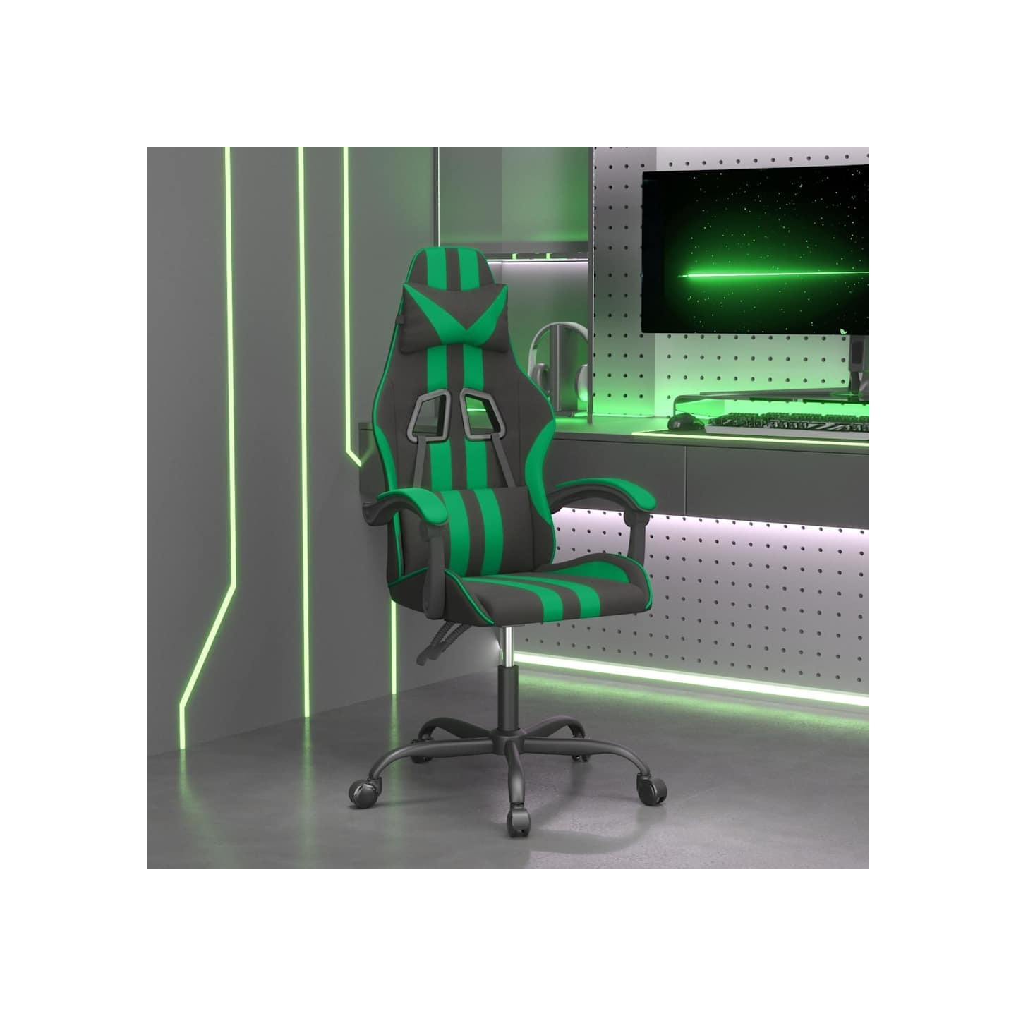 Chaise de jeu Noir et vert Similicuir