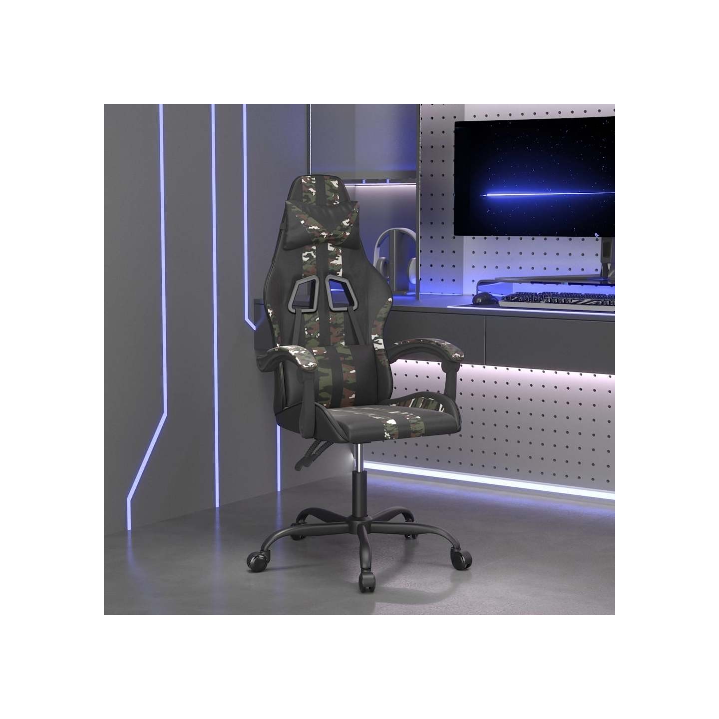 Chaise de jeu Noir et camouflage Similicuir