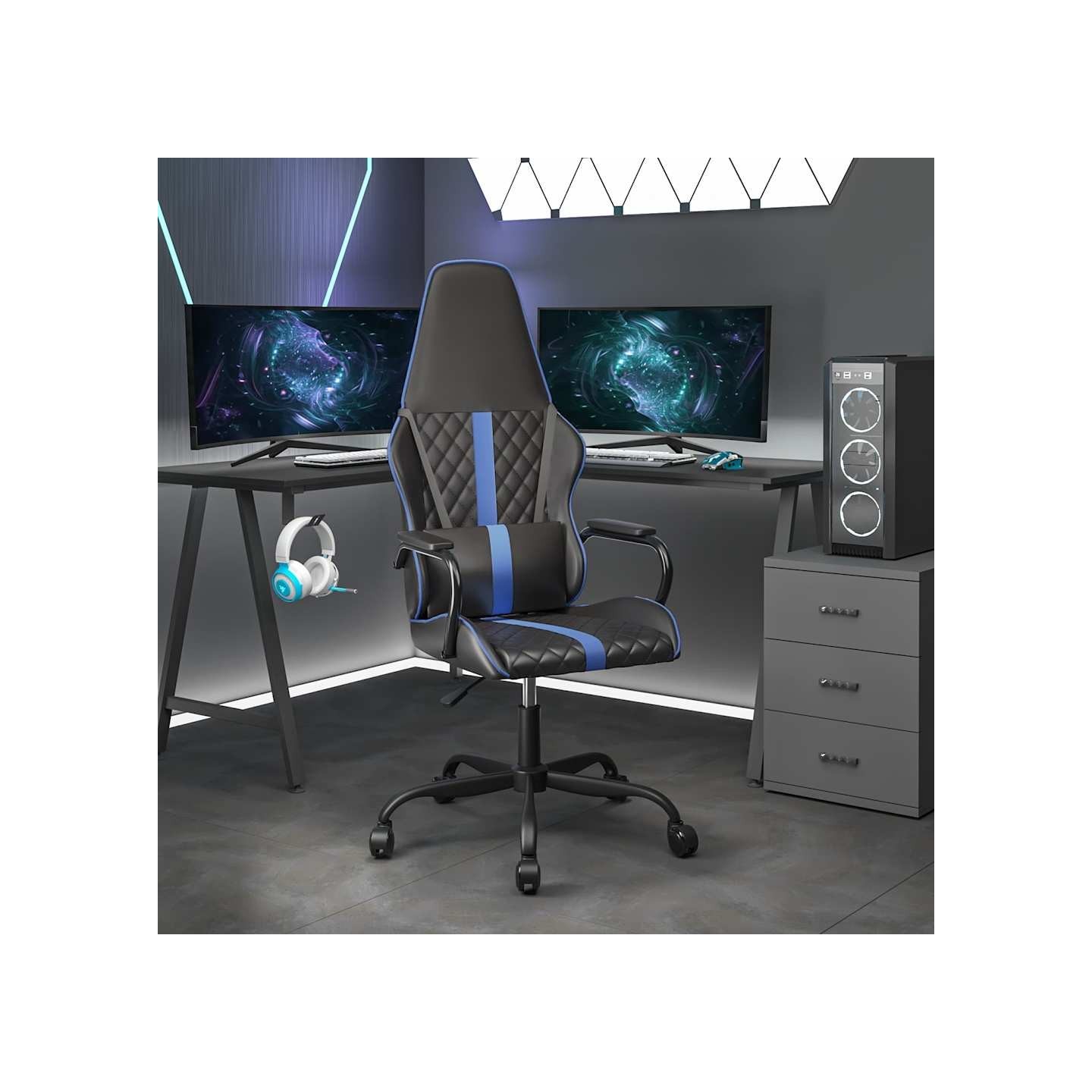 Chaise de jeu Noir et bleu Similicuir