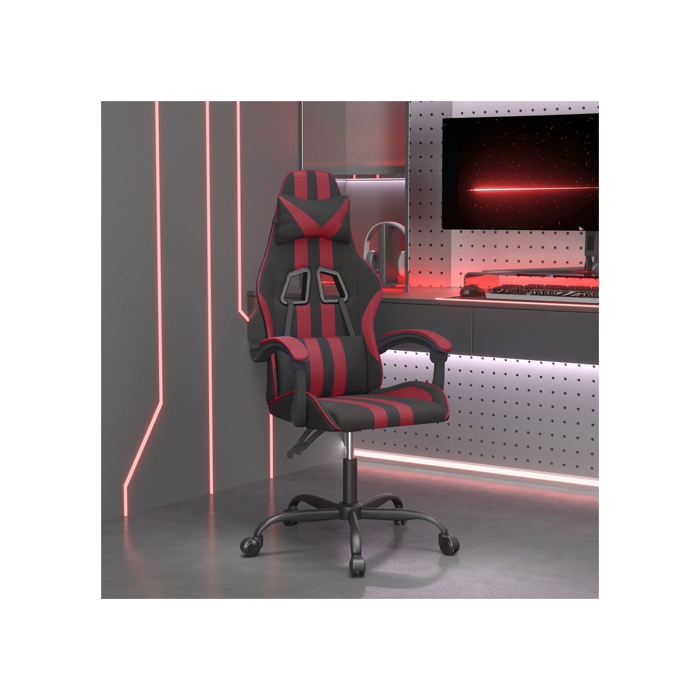Chaise de jeu Noir et rouge bordeaux Similicuir