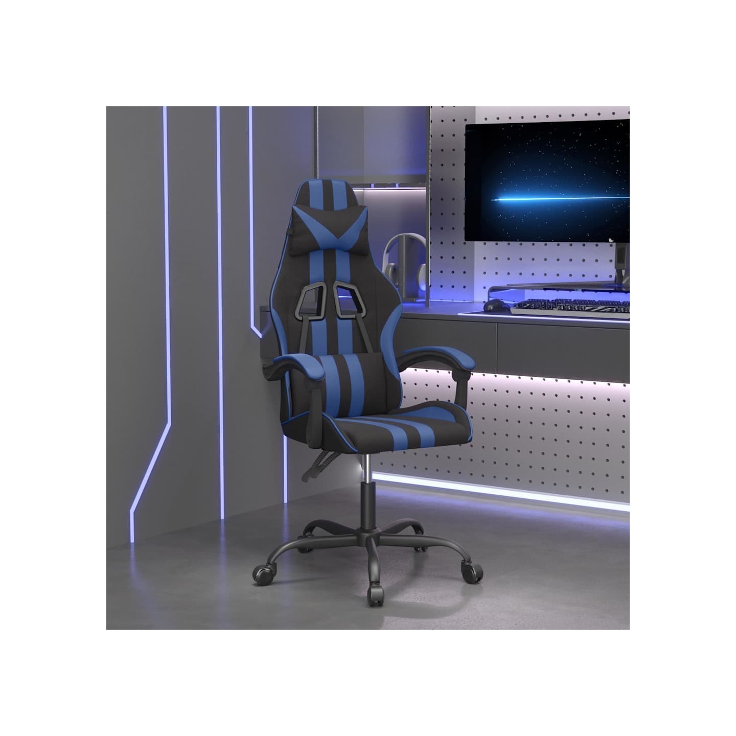 Chaise de jeu Noir et bleu Similicuir