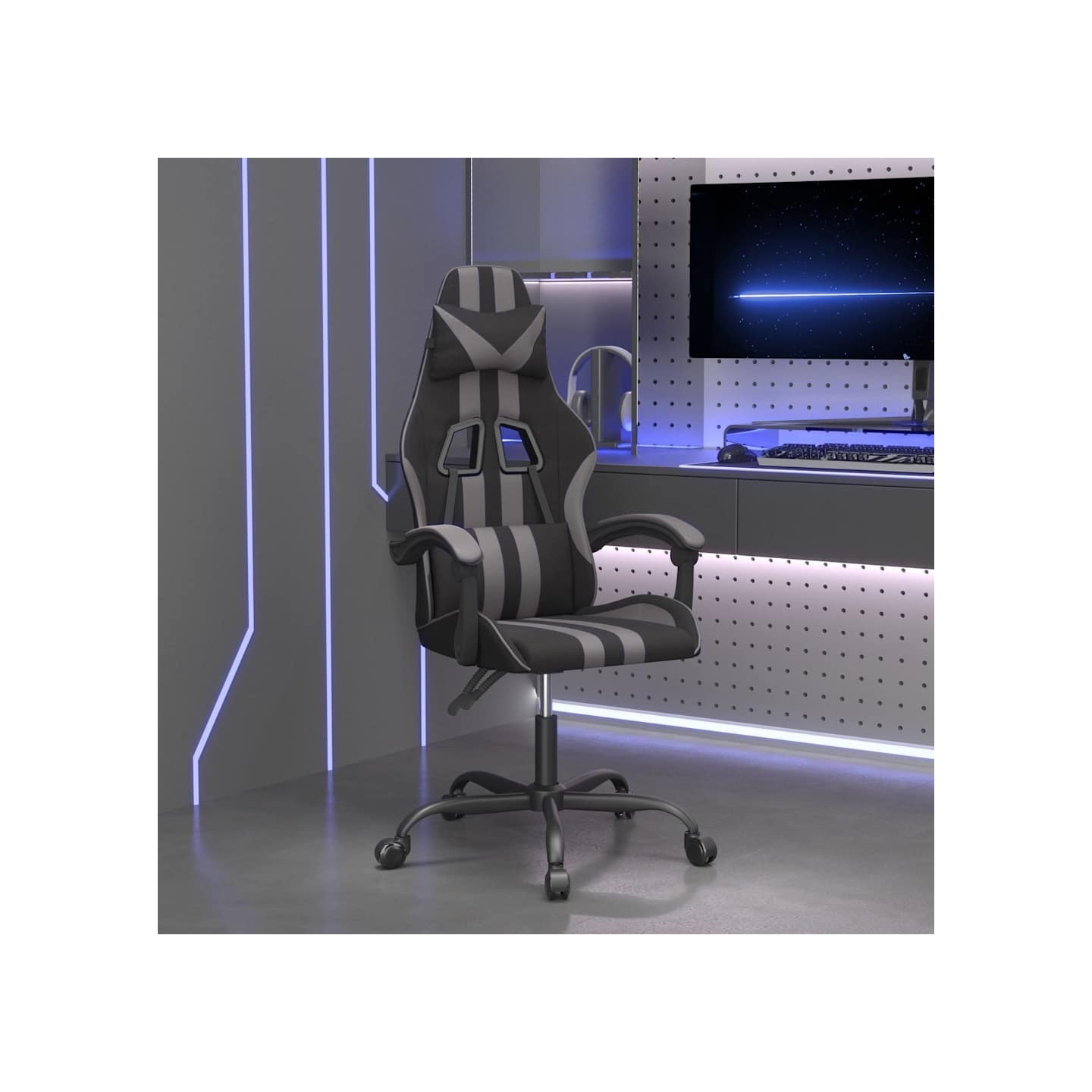 Chaise de jeu Noir et gris Similicuir