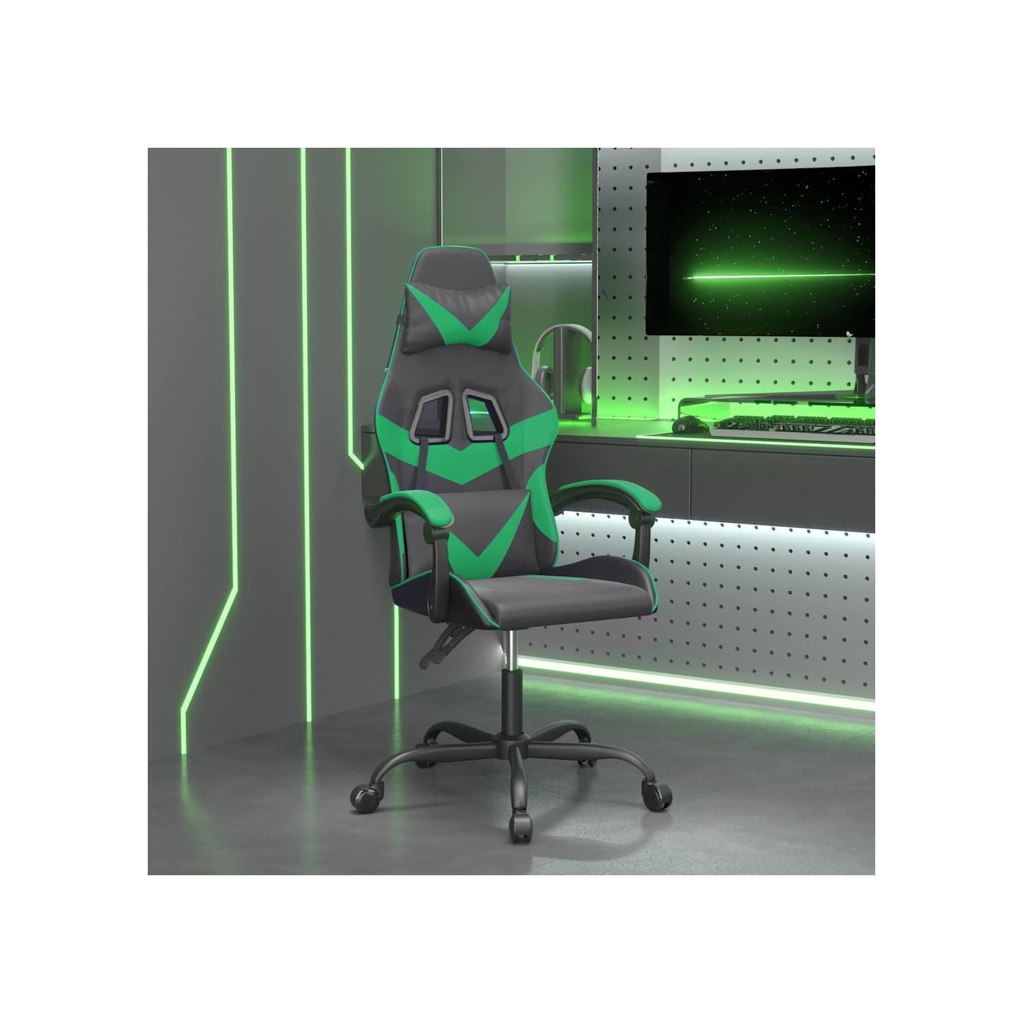 Chaise de jeu Noir et vert Similicuir
