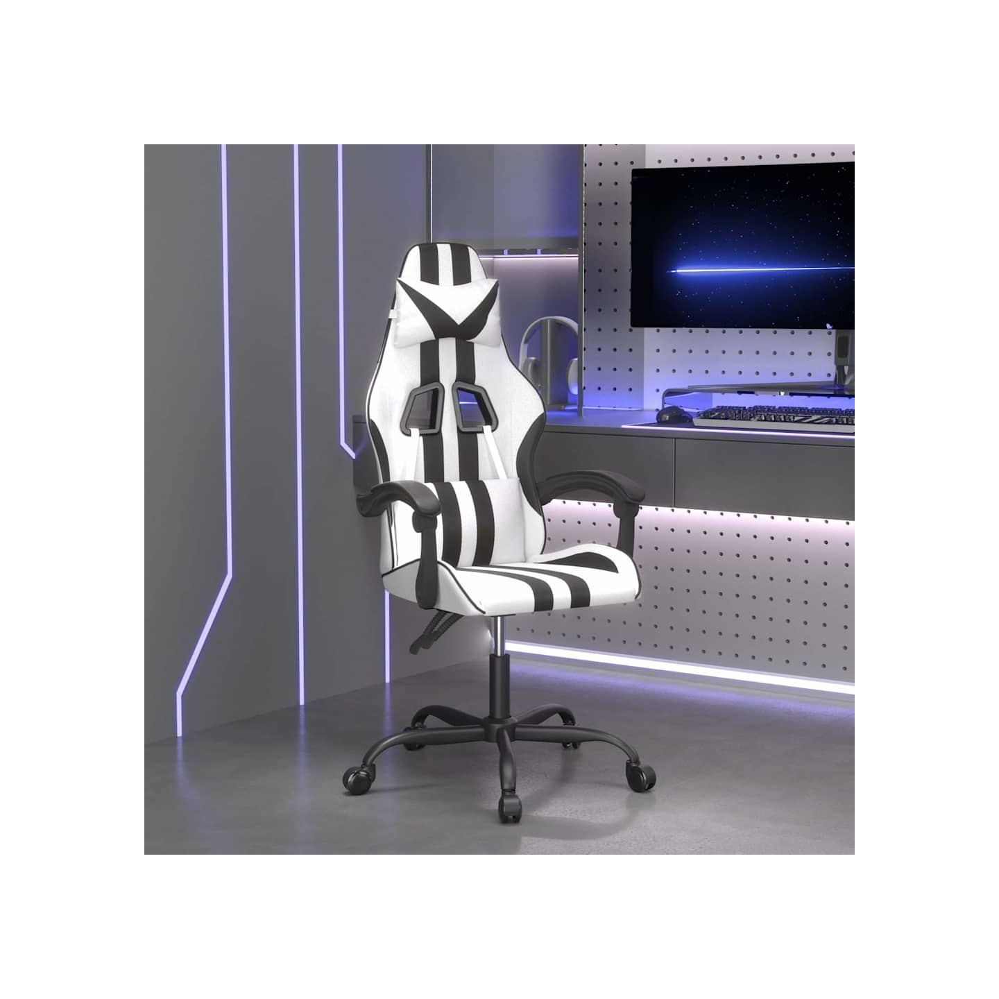 Chaise de jeu Blanc et noir Similicuir