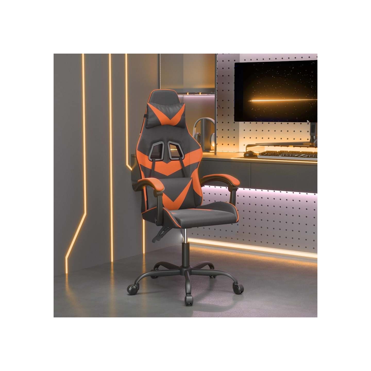Chaise de jeu Noir et orange Similicuir