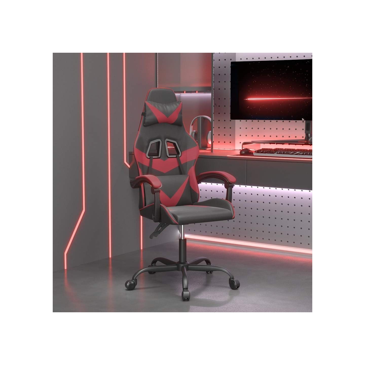 Chaise de jeu Noir et rouge bordeaux Similicuir