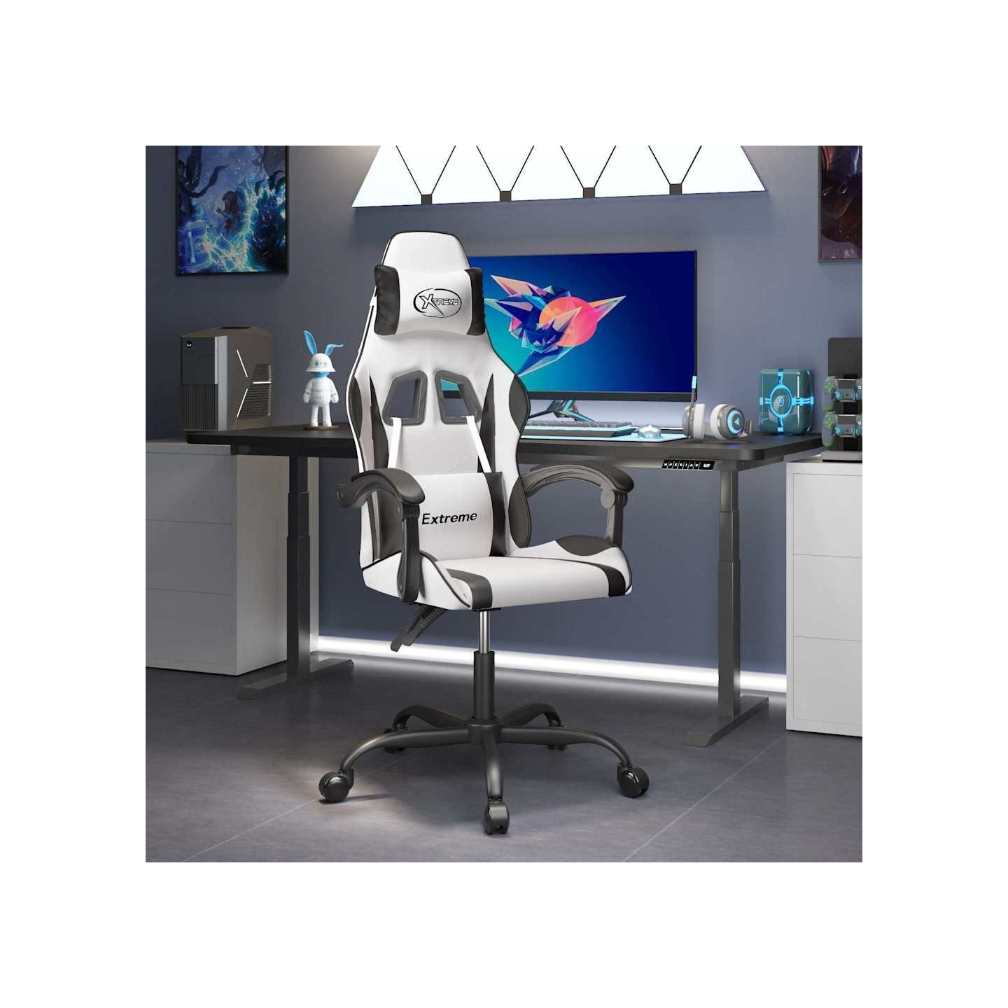 Chaise de jeu Blanc et noir Similicuir