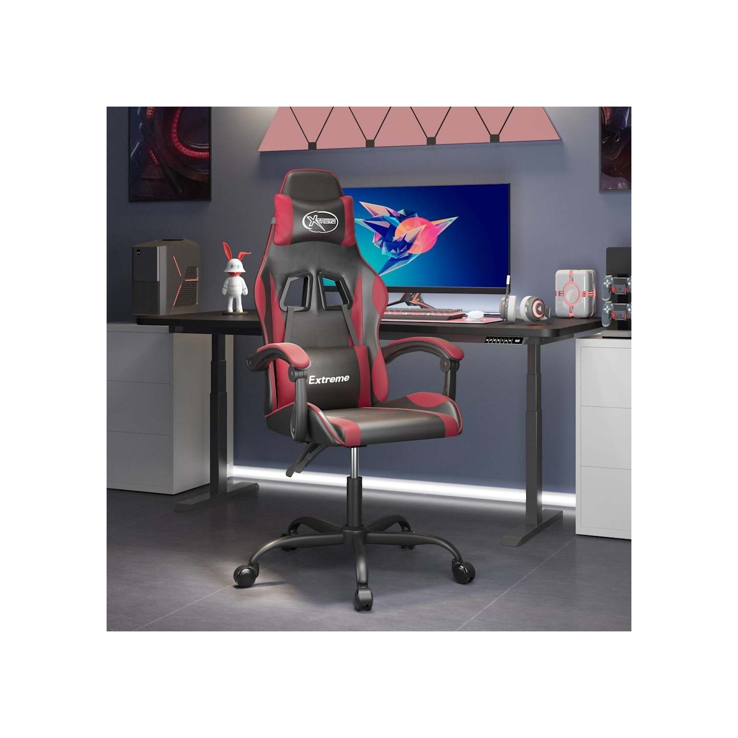 Chaise de jeu Noir et rouge bordeaux Similicuir