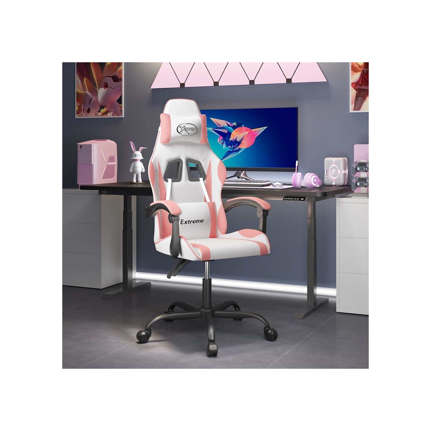 Chaise de jeu Blanc et rose Similicuir