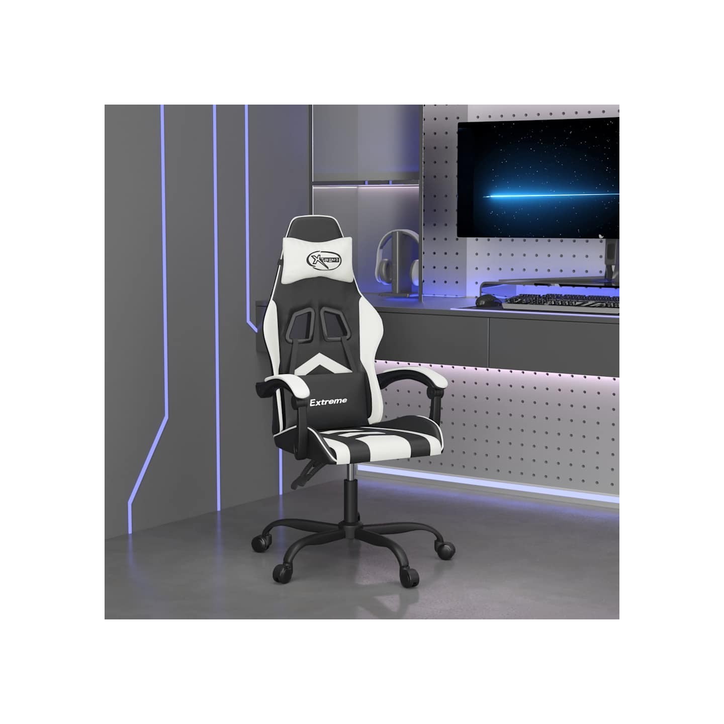 Chaise de jeu Noir et blanc Similicuir