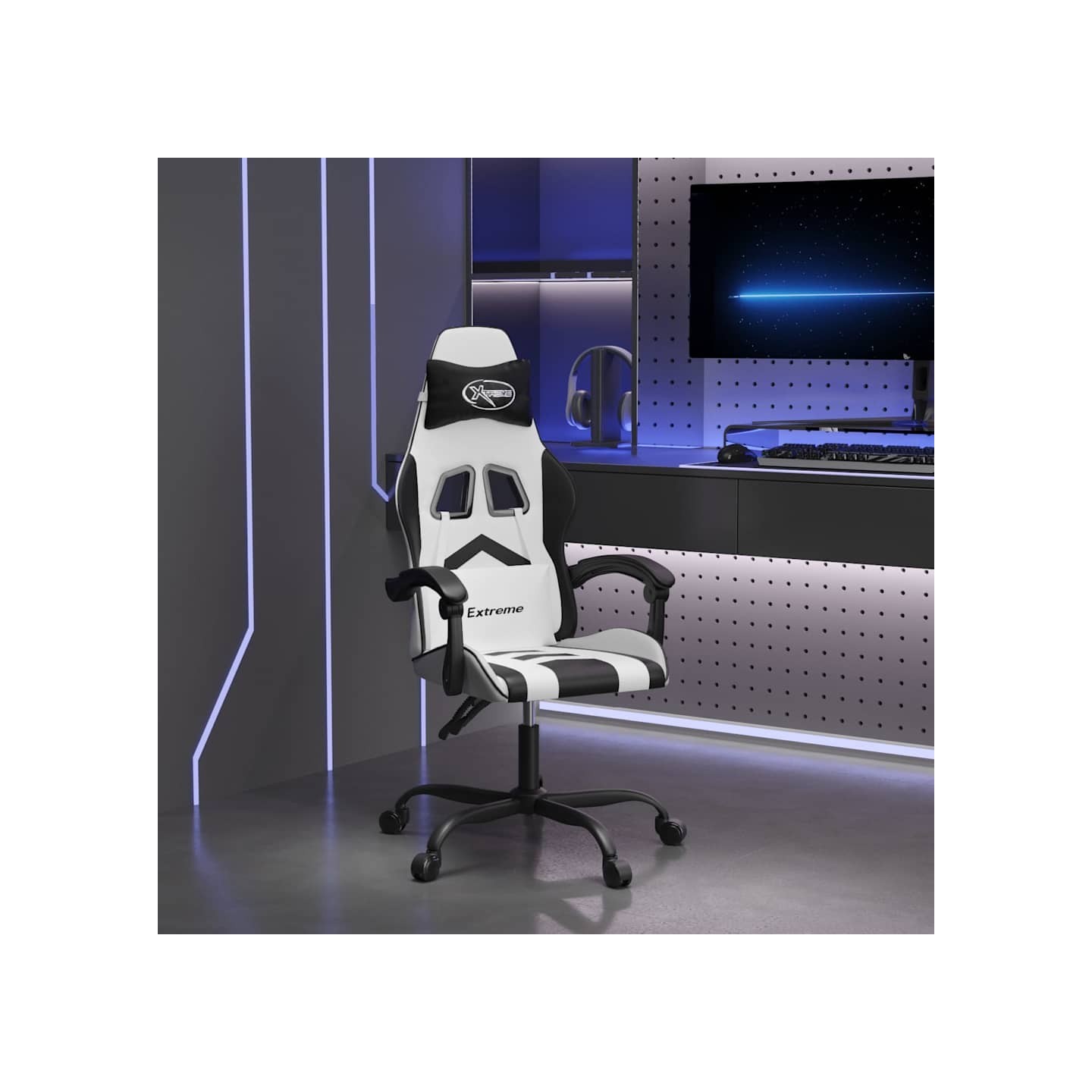 Chaise de jeu Blanc et noir Similicuir