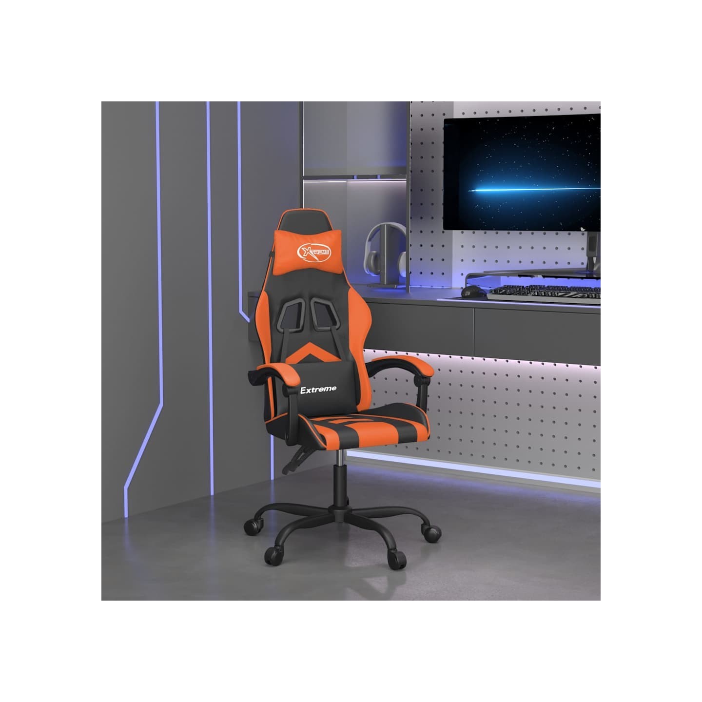 Chaise de jeu Noir et orange Similicuir