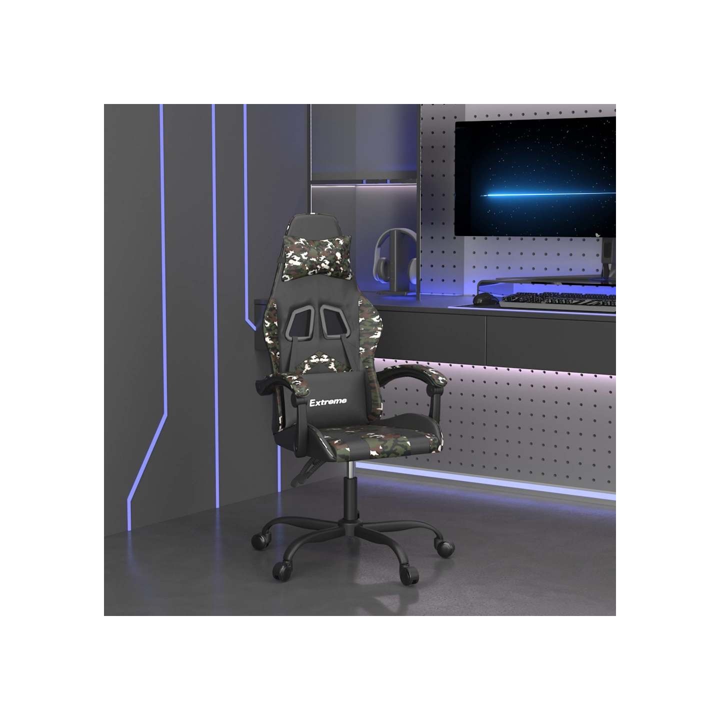 Chaise de jeu Noir et camouflage Similicuir