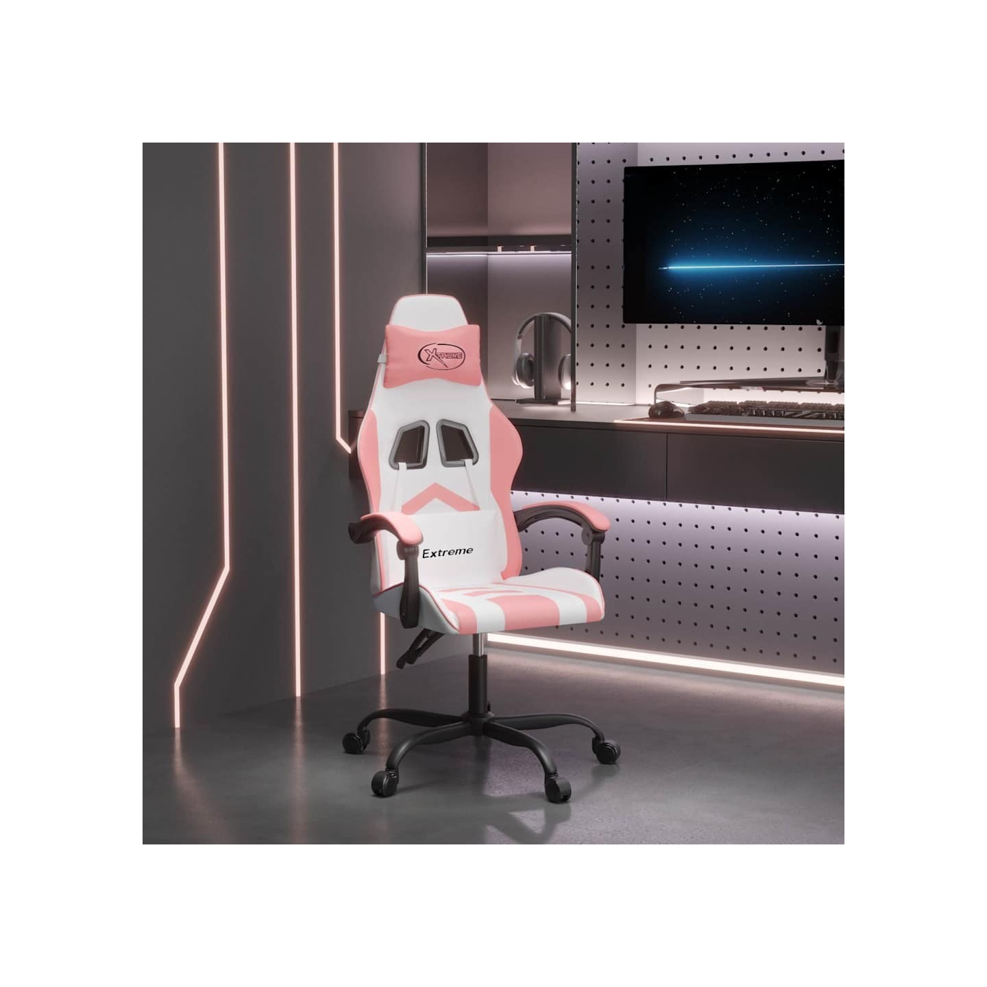 Chaise de jeu Blanc et rose Similicuir