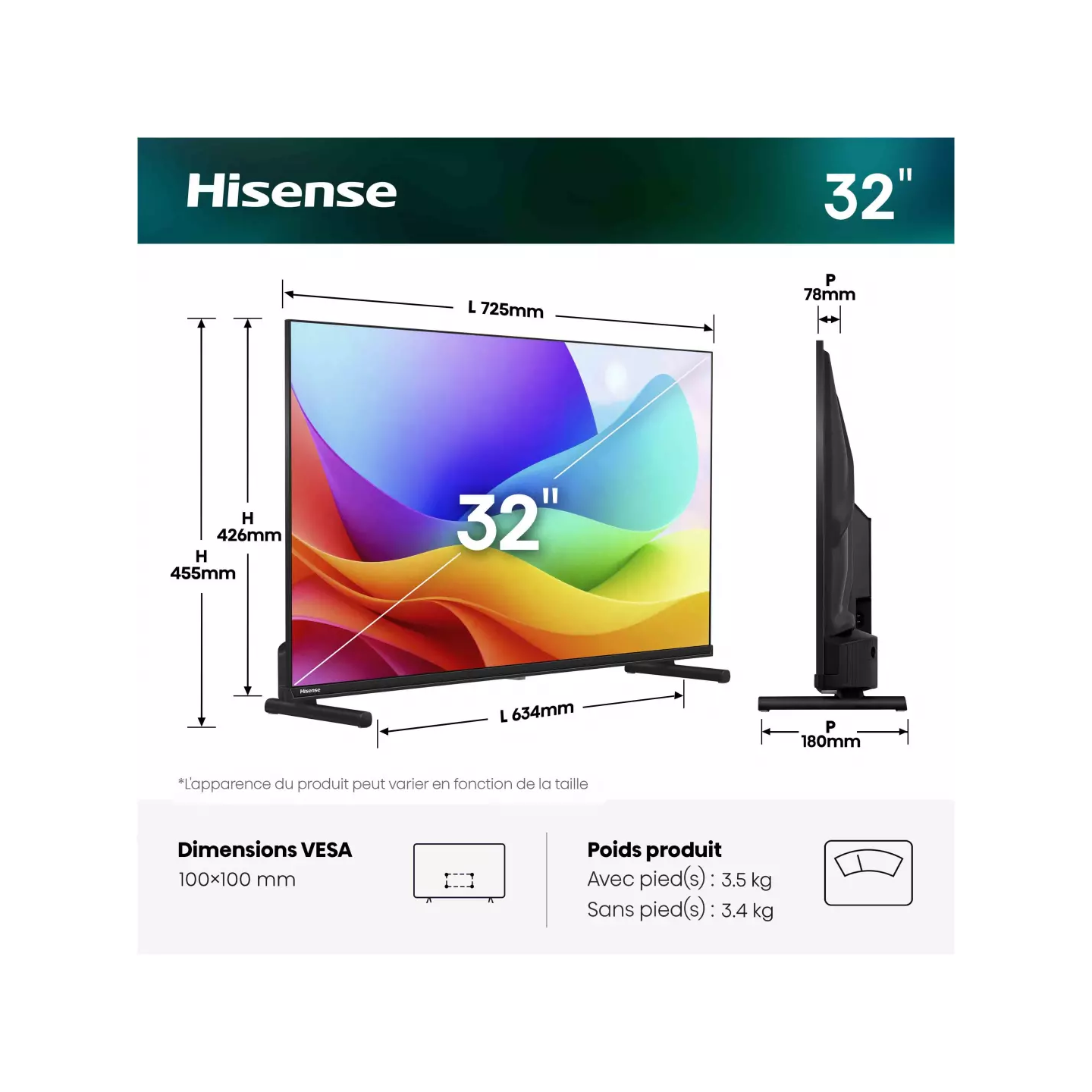 TV QLED Hisense 32A5S 32" Full HD VIDAA Dolby Atmos | Nimestore