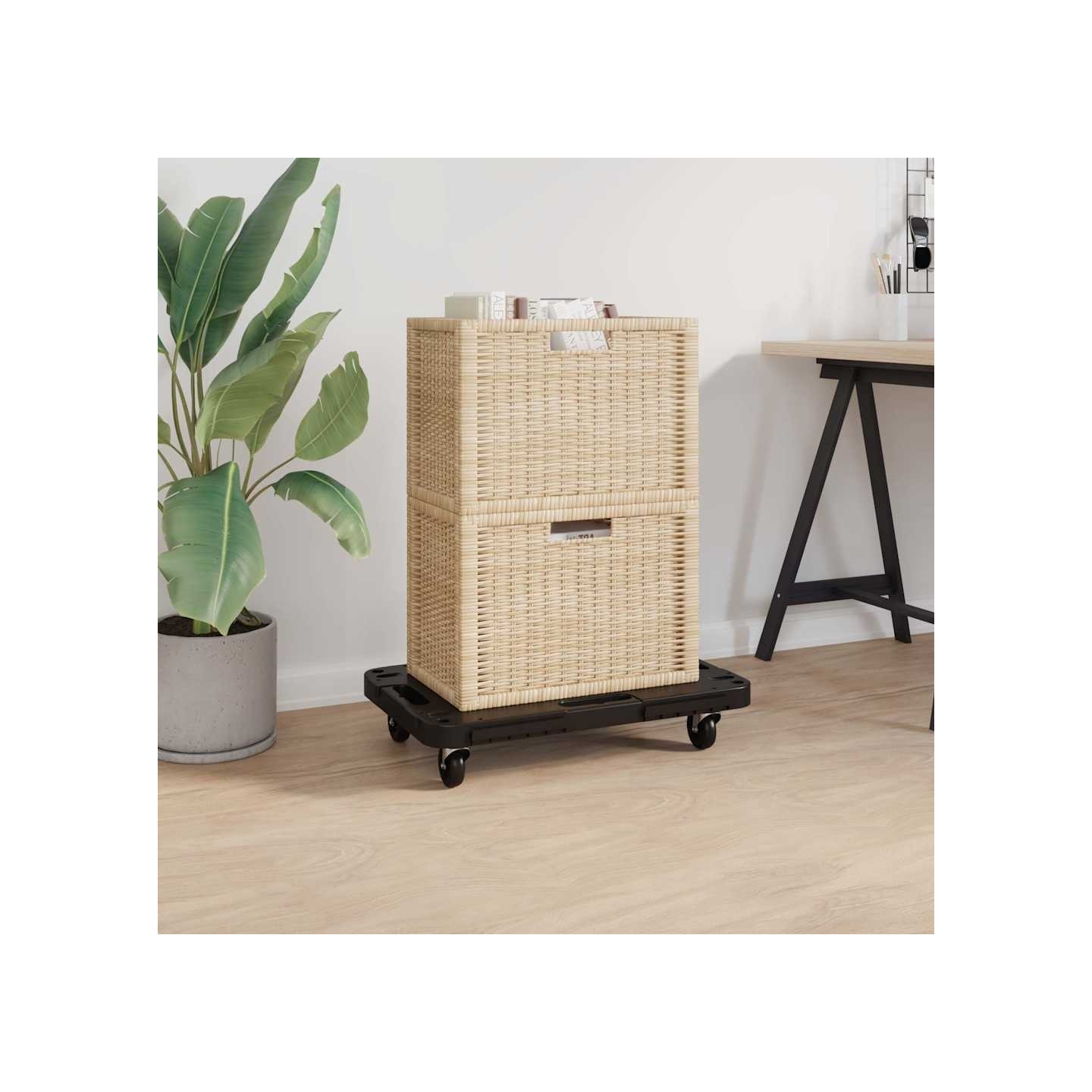 Chariots de Transport 3 pcs Noir 58x38x12 cm Polypropylène