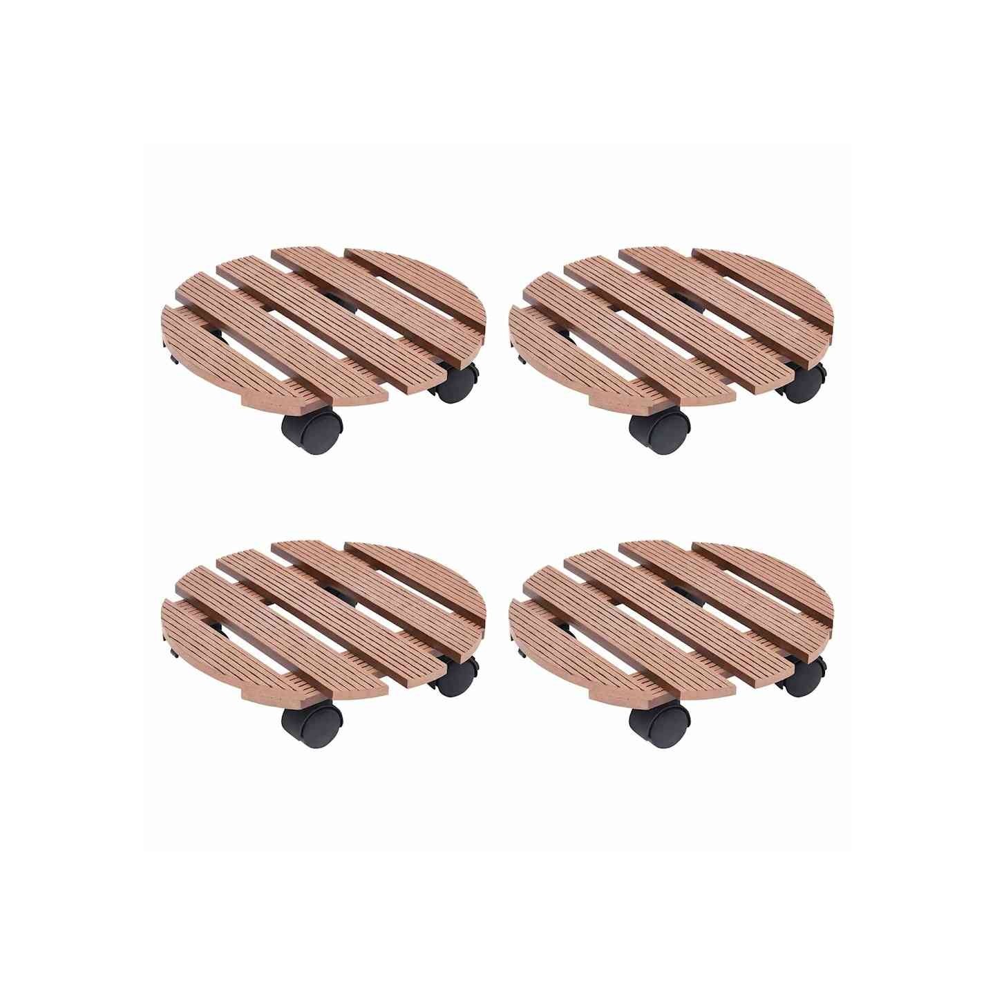Chariots à plantes 4 pcs Marron Ø30x7,5 cm WPC