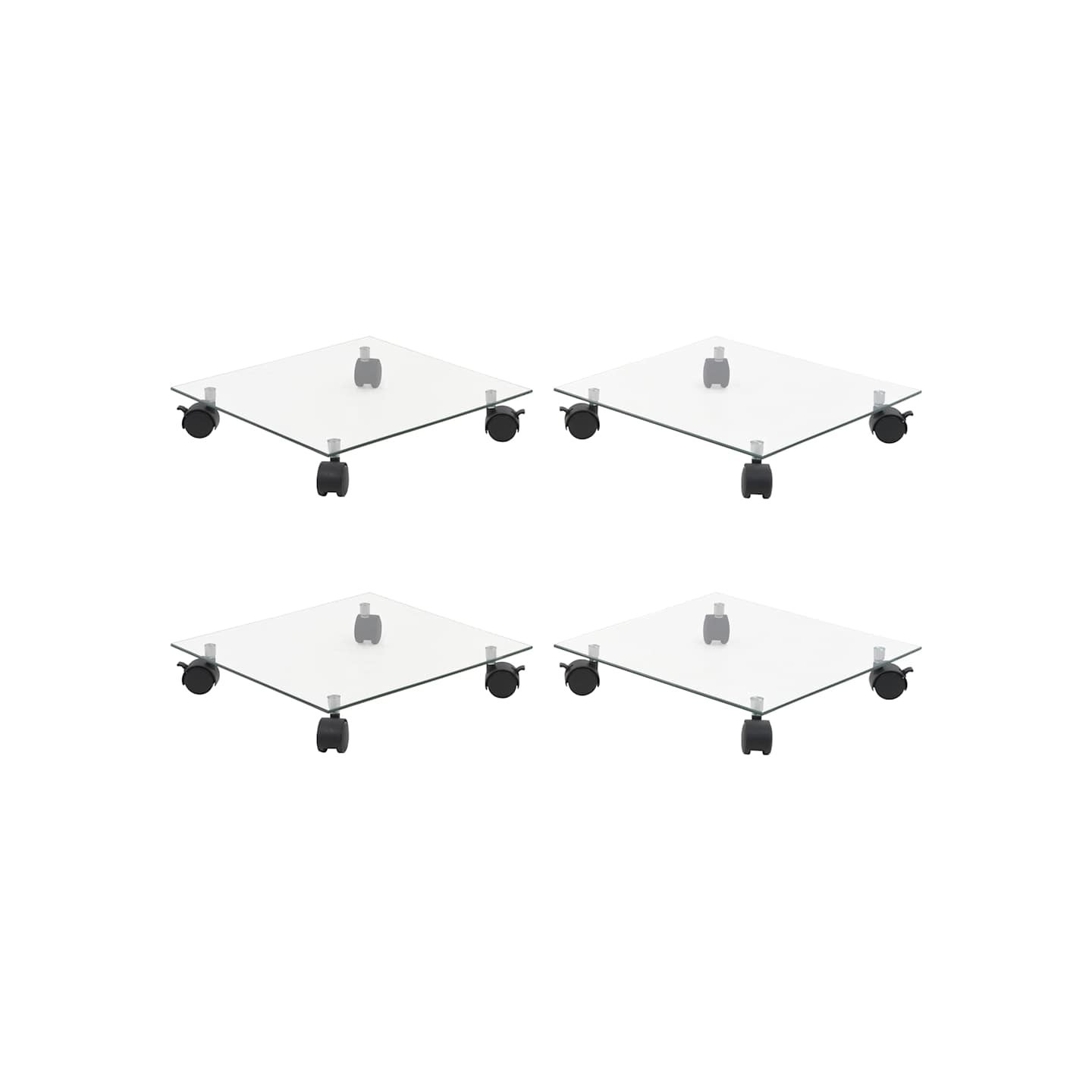 Supports roulants à plantes 4 pcs 35x35 cm Carré Verre trempé