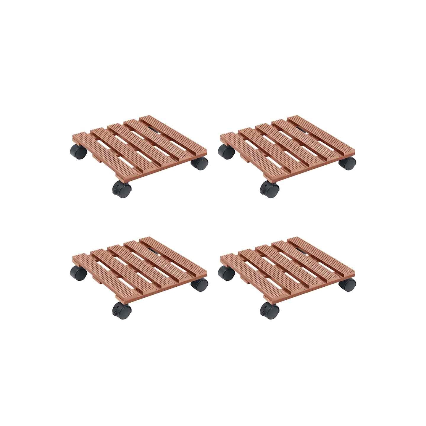 Chariots à plantes 4 pcs Marron 30x30x7,5 cm WPC