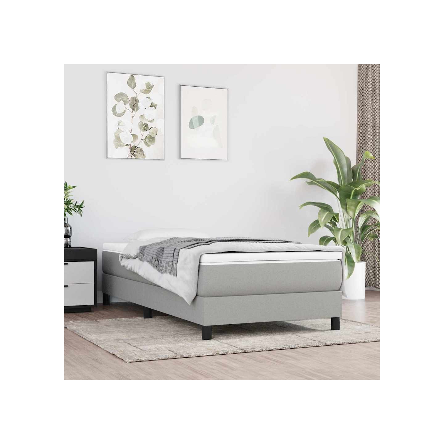 Sommier à lattes de lit avec matelas Gris clair 80x200 cm Tissu
