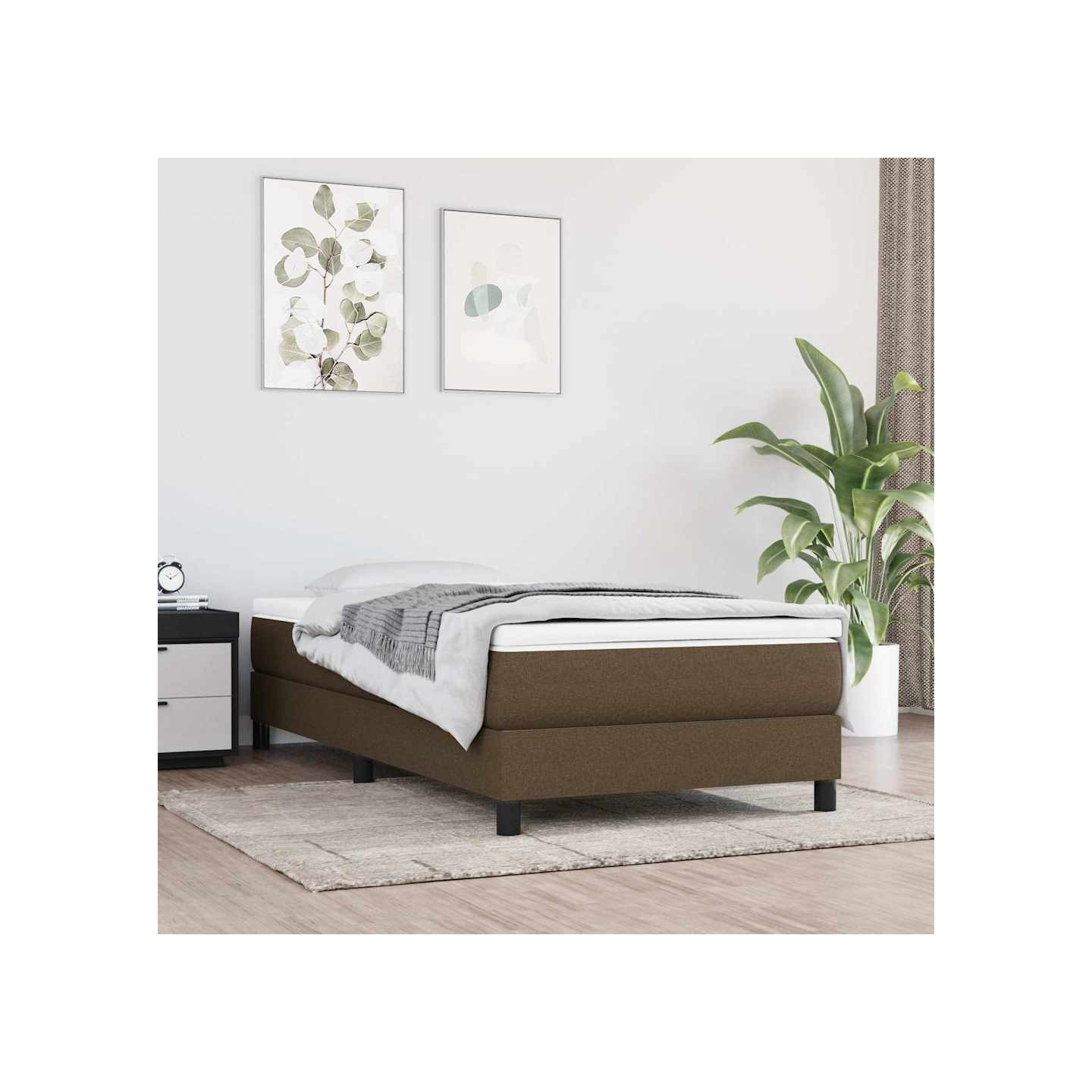 Sommier à lattes de lit avec matelas Marron foncé 90x190 cm