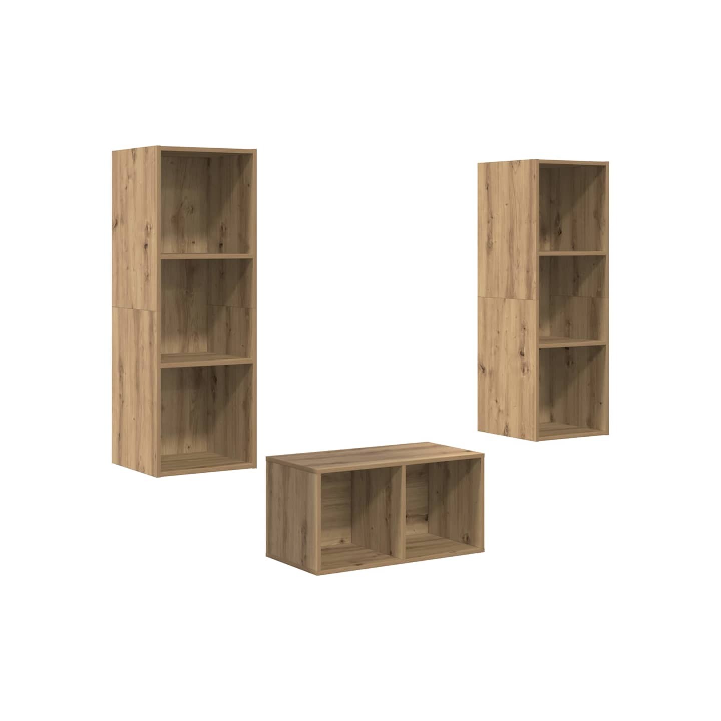 Ensemble meuble TV Chêne artisanal Bois d'ingénierie